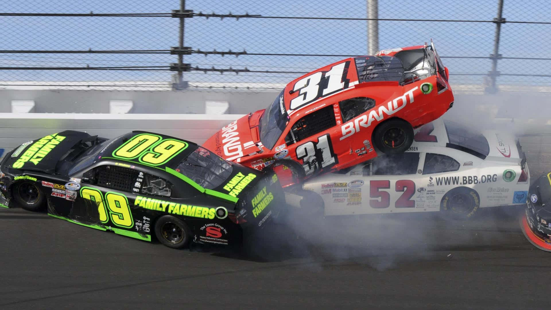 NASCAR, red race car, white car, Full HD Desktop Wallpaper