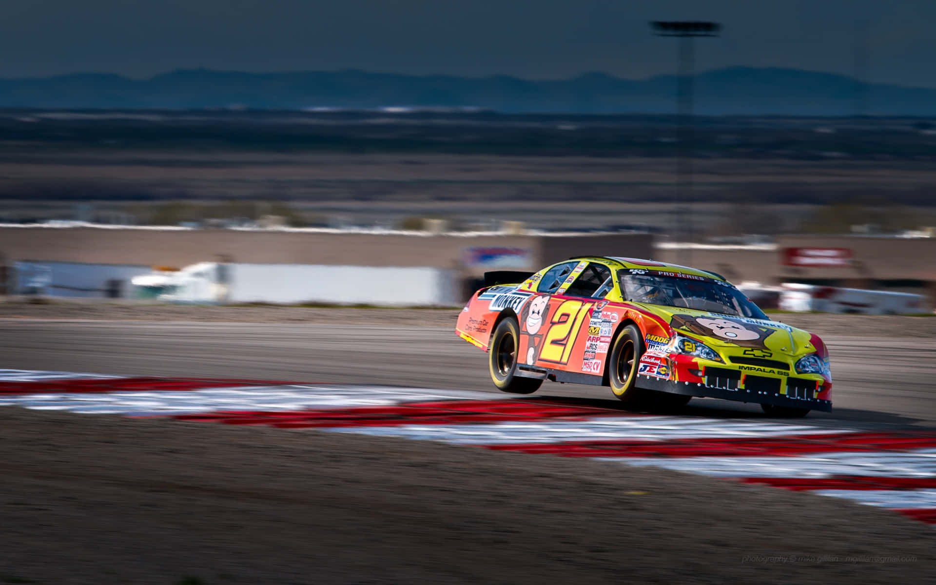 Nascar, number 21, red and white curbing, Full HD Desktop Wallpaper