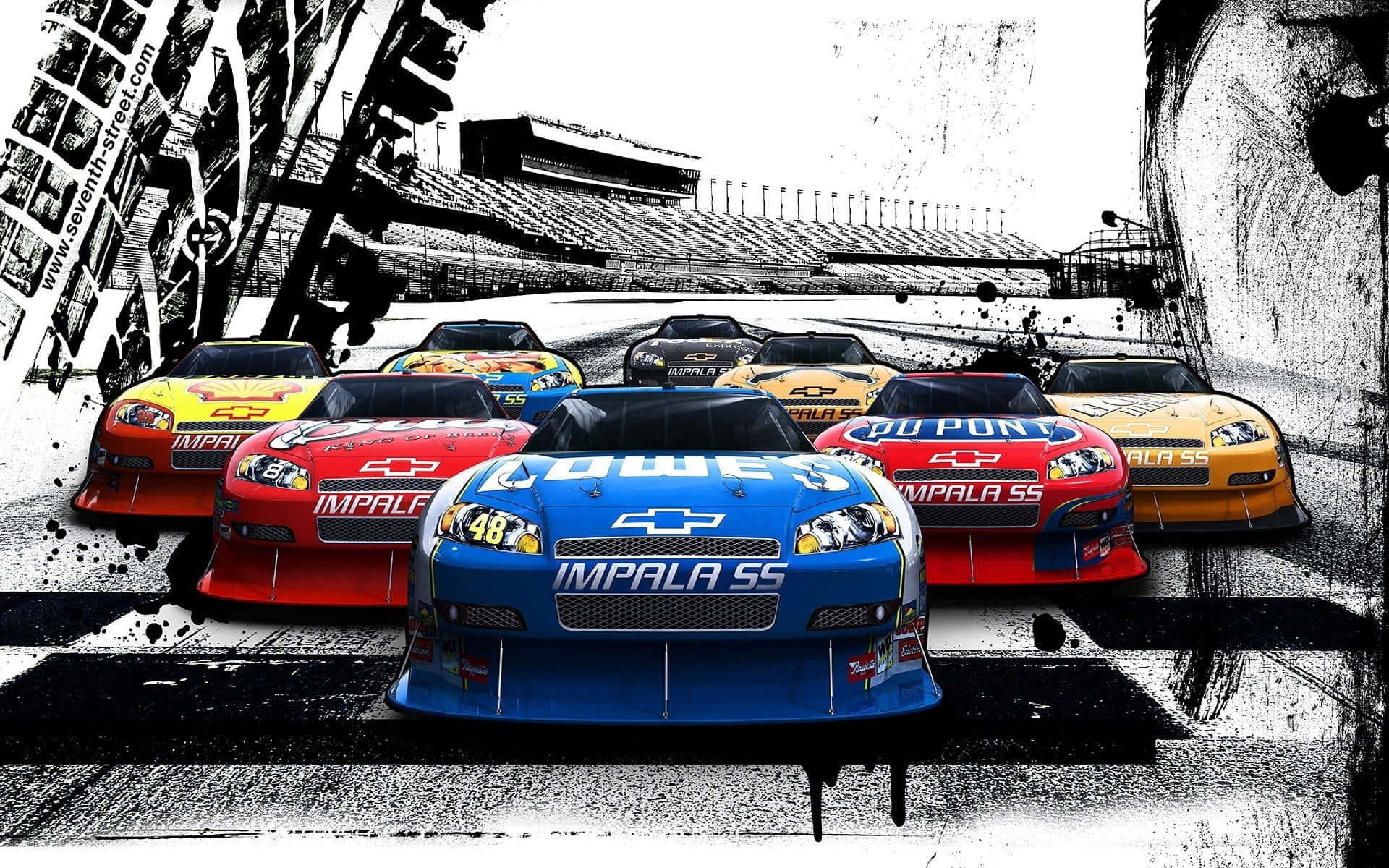 NASCAR, race cars, track, Full HD Desktop Wallpaper