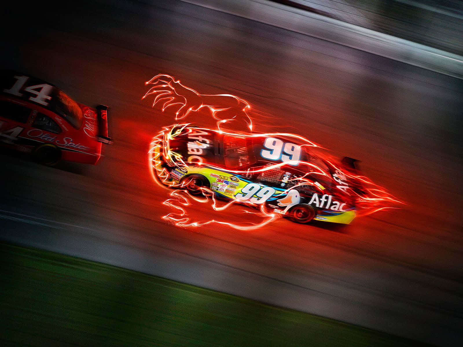 Nascar, flaming red, number 99, HD Desktop Wallpaper