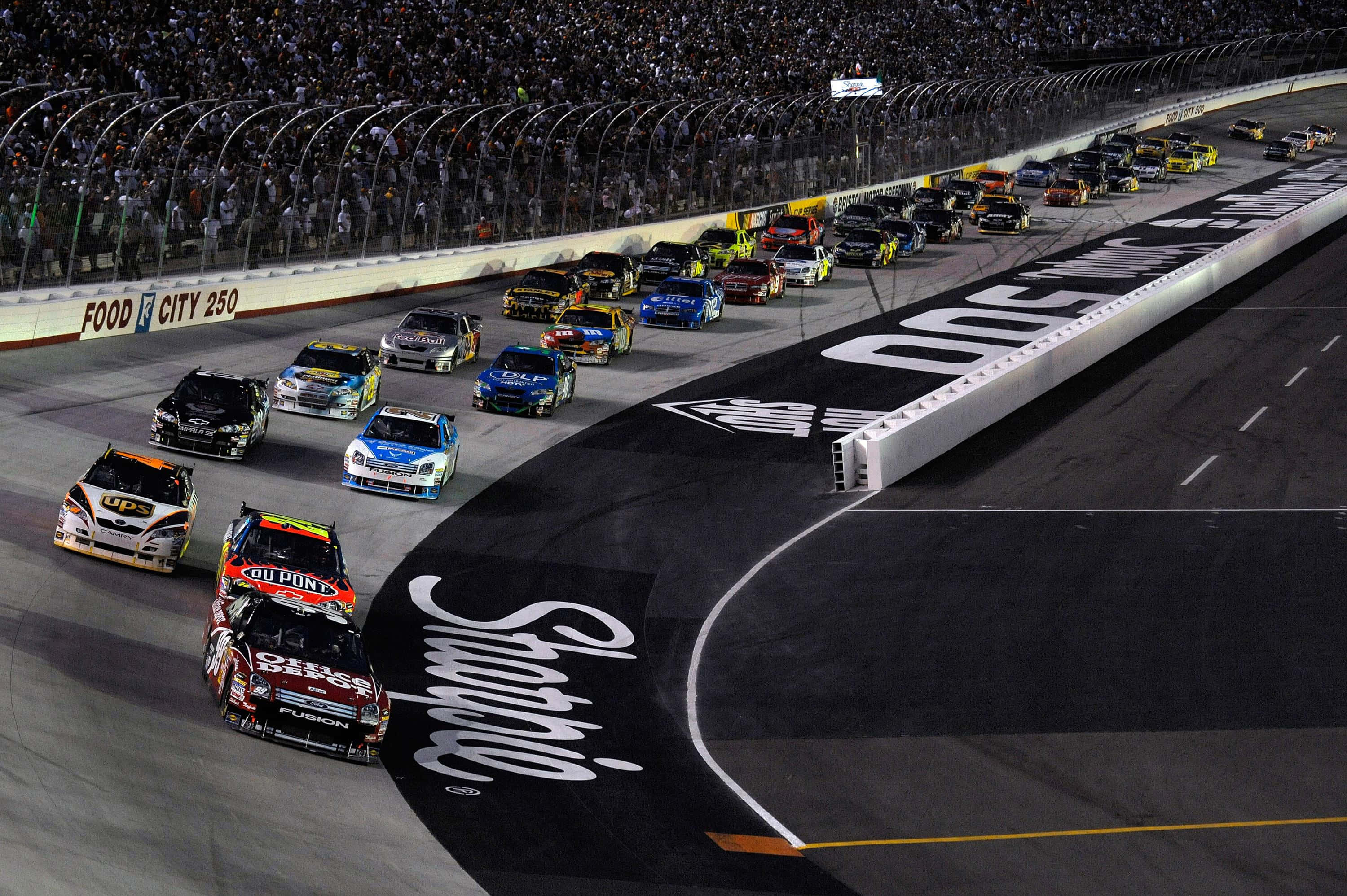 Nascar, oval track, stadium lights, 2K Desktop Wallpaper