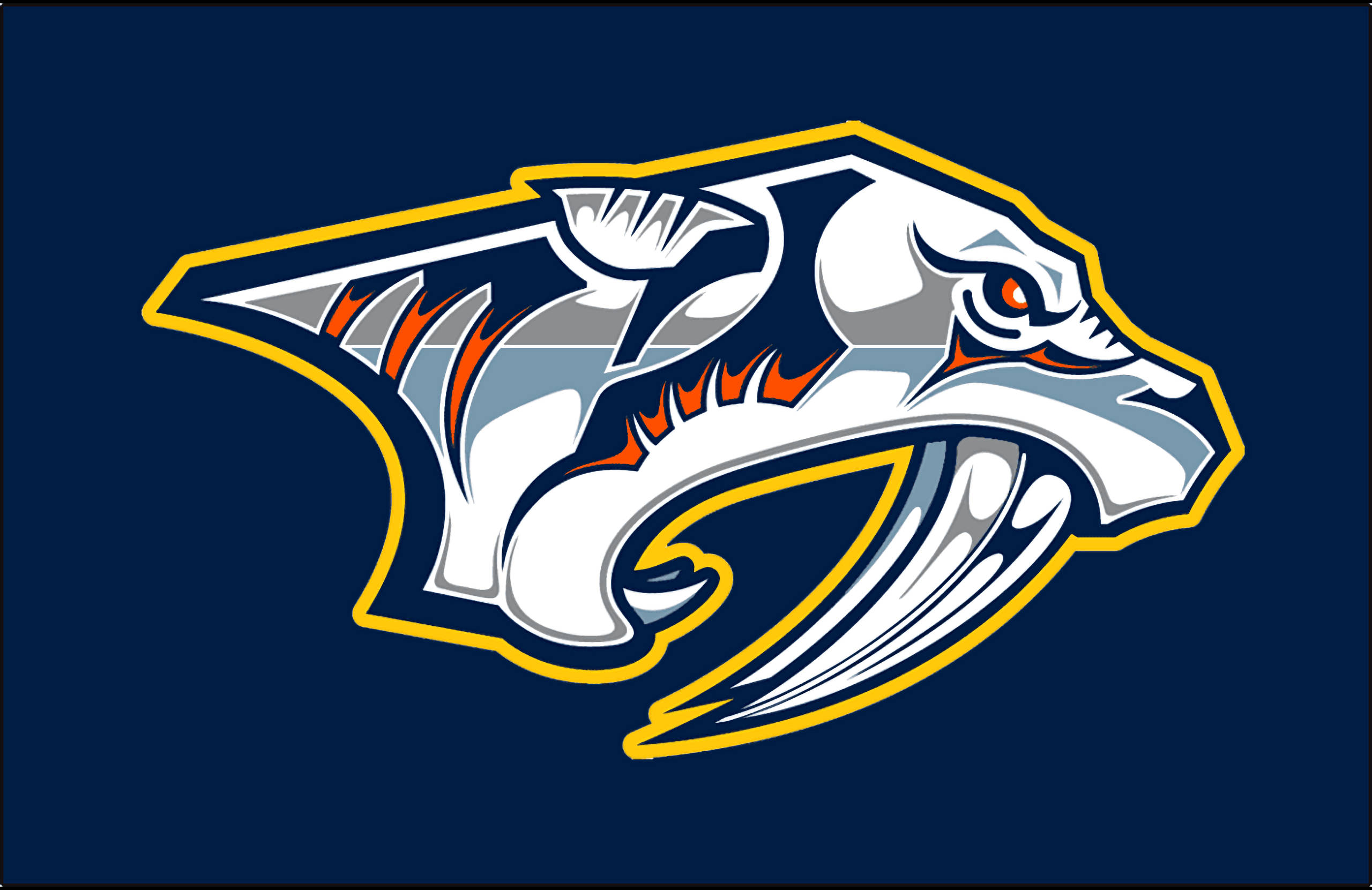 Nashville Predators, white saber logo, white orange and gray scales, 2K Desktop Wallpaper