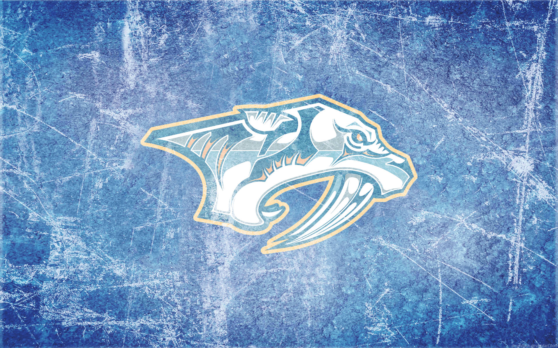 Nashville Predators, fierce predator head, gold outline, Full HD Desktop Wallpaper