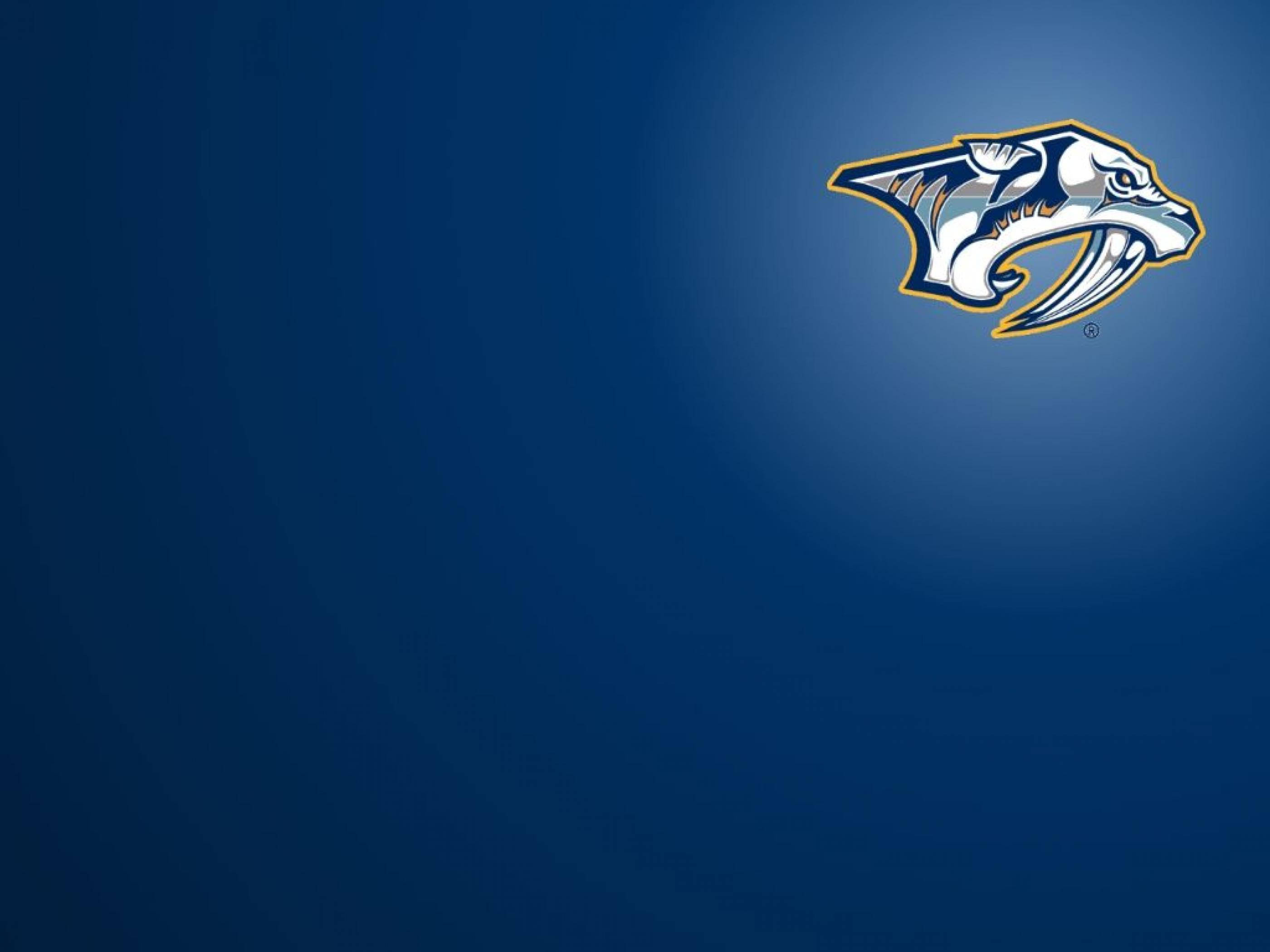 Nashville Predators, saber-toothed tiger head, blue gradient background, 2K Desktop Wallpaper