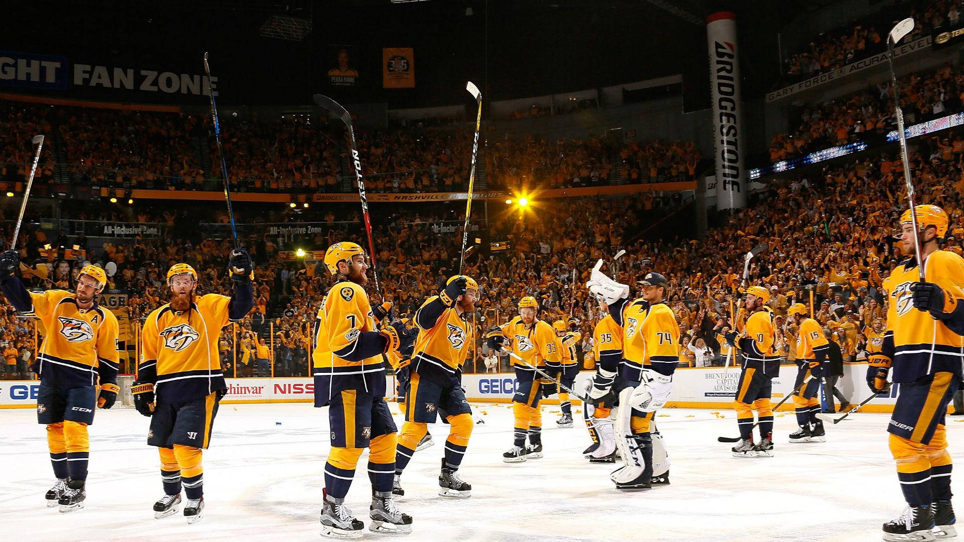 Nashville Predators, hockey sticks, ice, Full HD Desktop Wallpaper