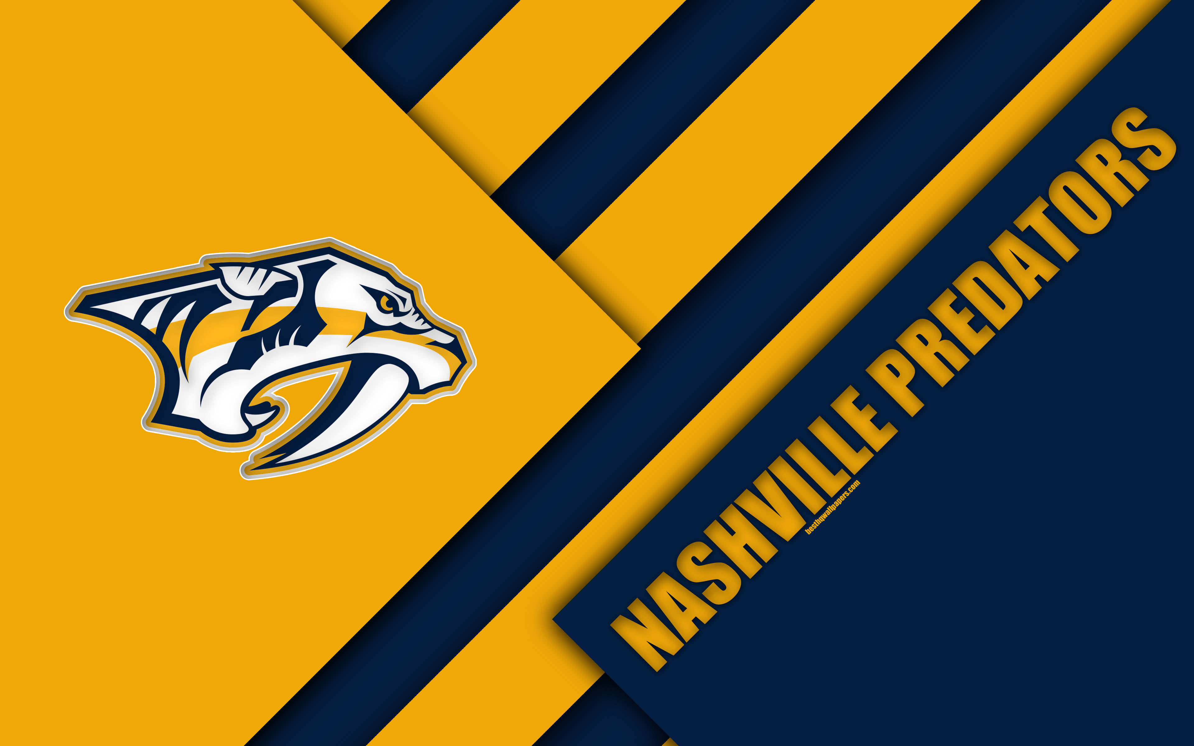 Nashville Predators, yellow, navy blue, 4K Desktop Wallpaper