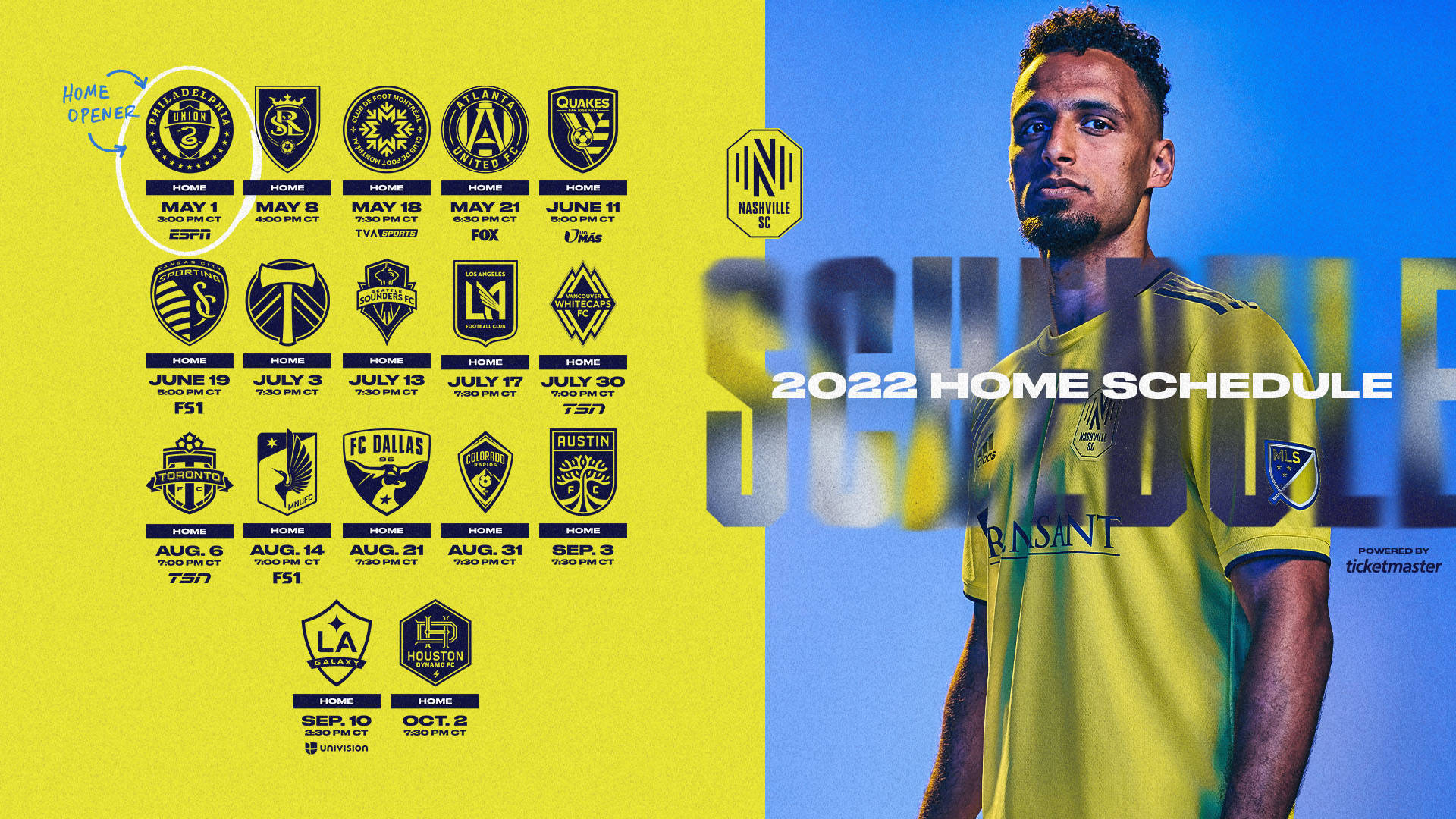 Nashville SC, 2022, yellow jersey, Full HD Desktop Wallpaper