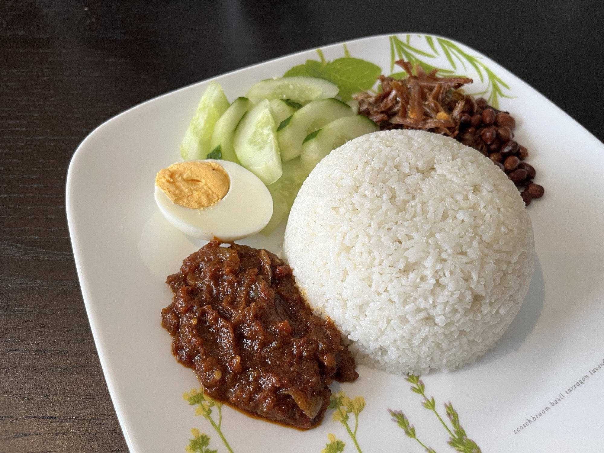 nasi lemak, fluffy white rice, curry sauce, Full HD Desktop Wallpaper