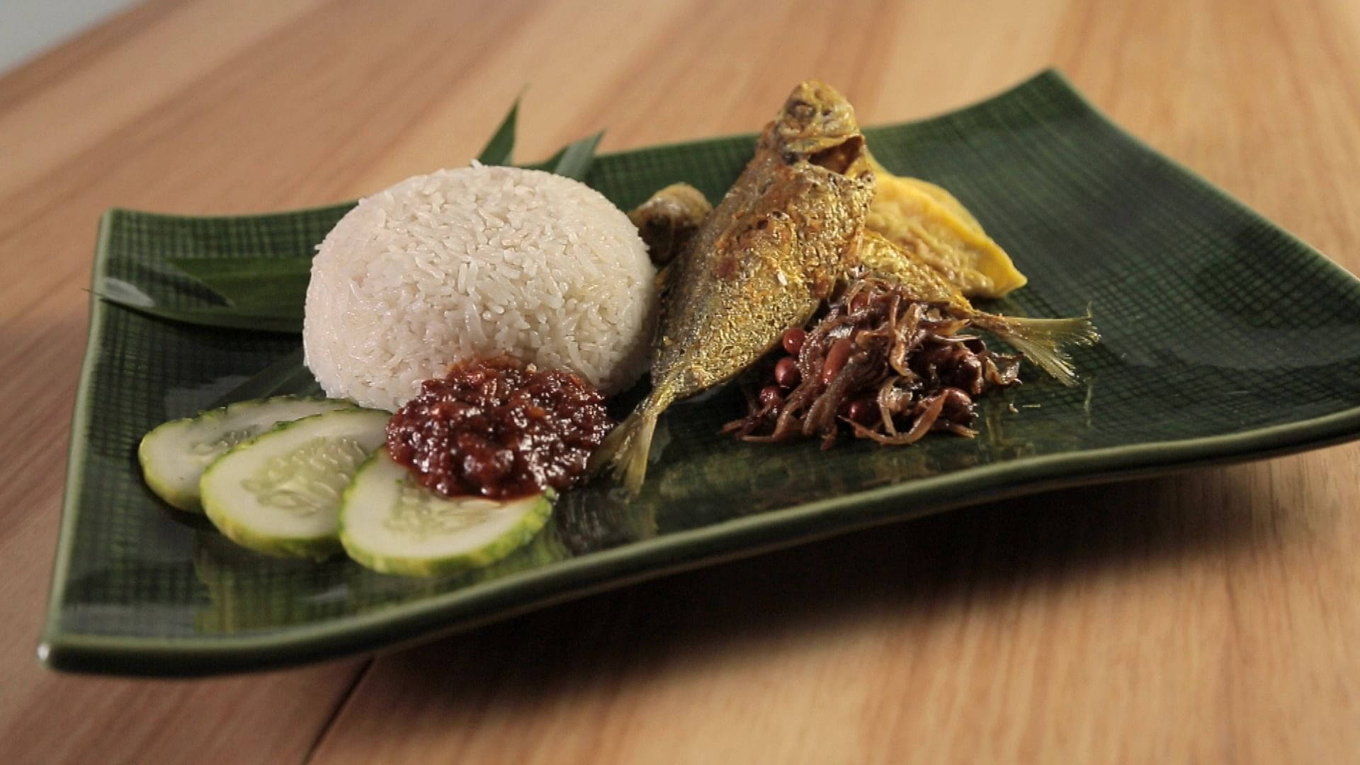Nasi Lemak, rice, fish, Full HD Desktop Wallpaper