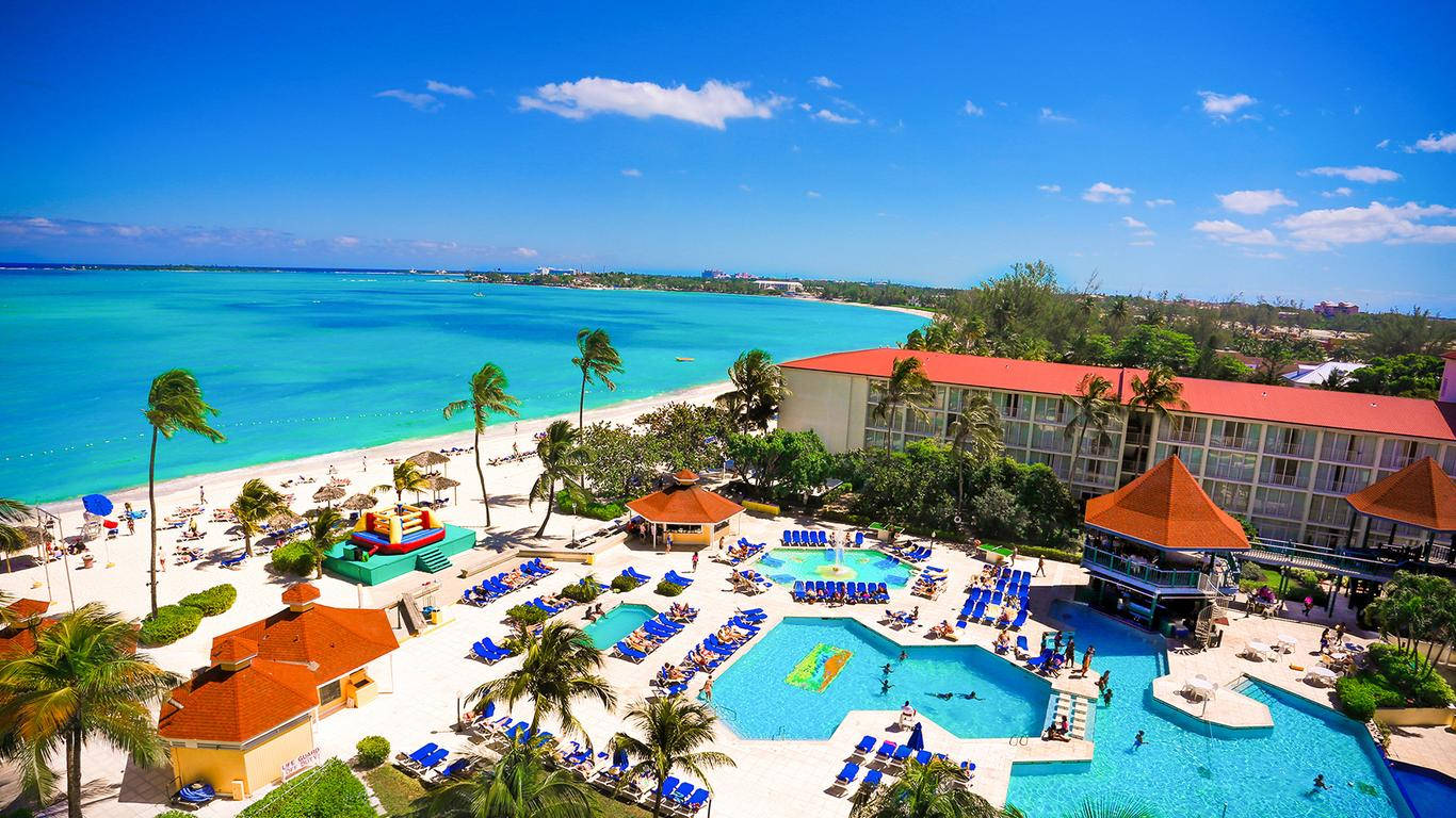 Nassau Bahamas, turquoise waters, palm trees, HD Desktop Wallpaper