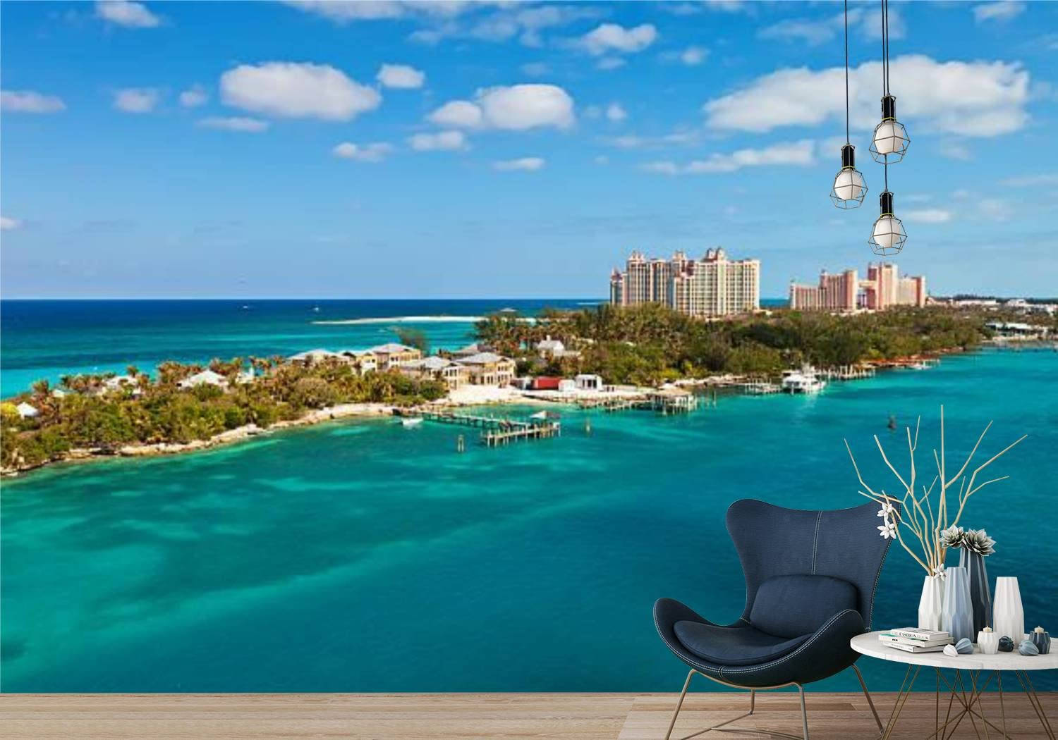 Nassau Bahamas, black chair, turquoise ocean, HD Desktop Wallpaper
