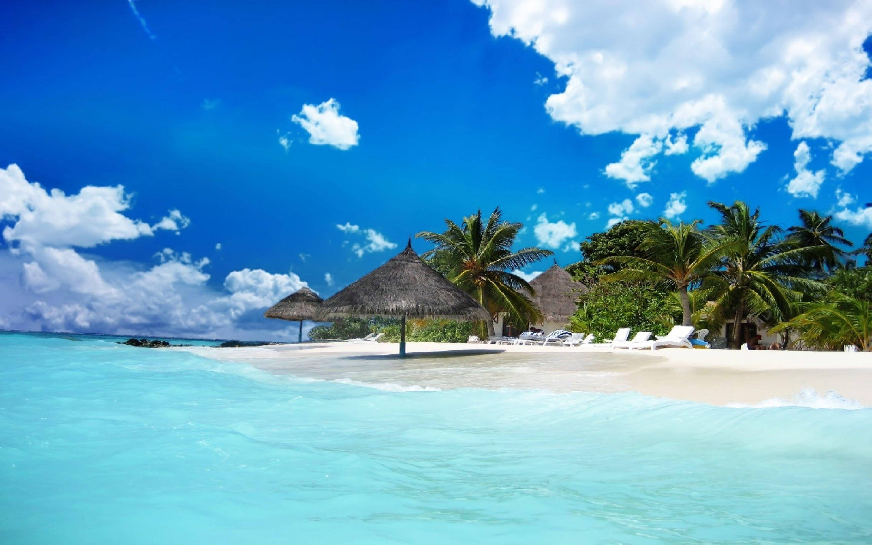 Bahamas, turquoise waters, white sand beach, 2K Desktop Wallpaper
