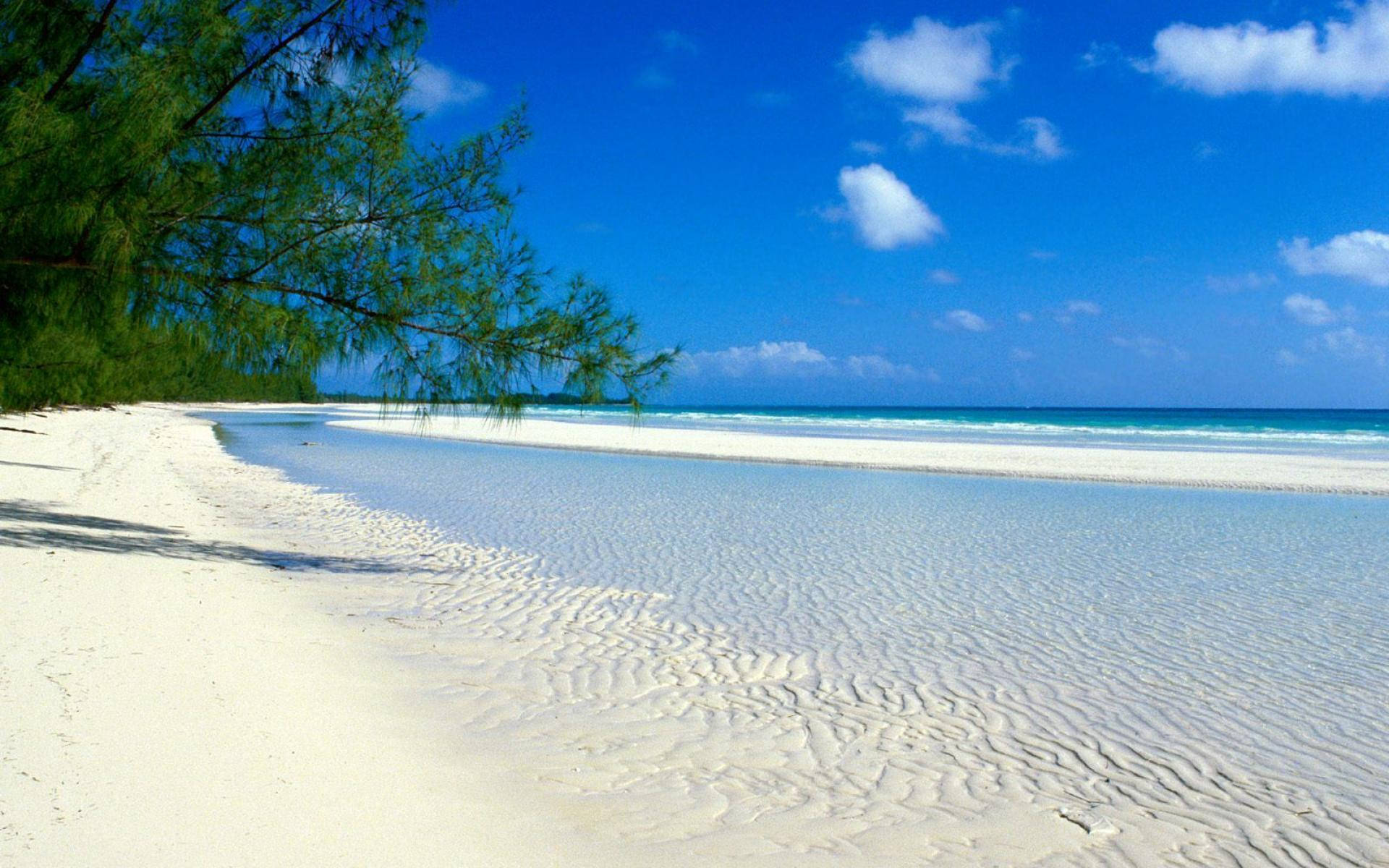 Bahamas, white sand ripples, turquoise water, Full HD Desktop Wallpaper