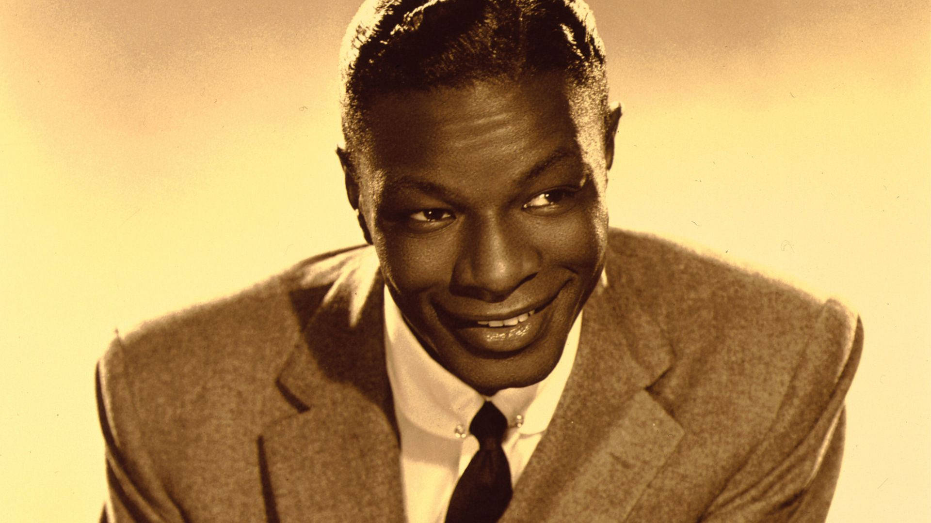 Nat King Cole, sepia-toned, studio backdrop, Full HD Desktop Wallpaper