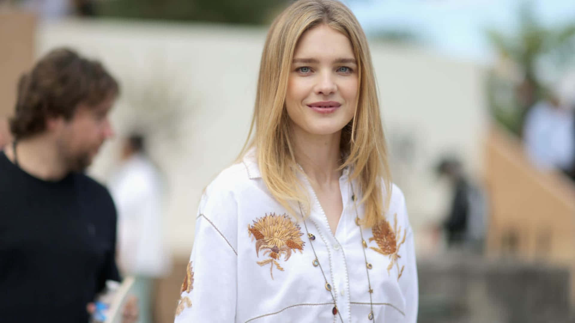 Natalia Vodianova, blonde hair, blue eyes, Full HD Desktop Wallpaper