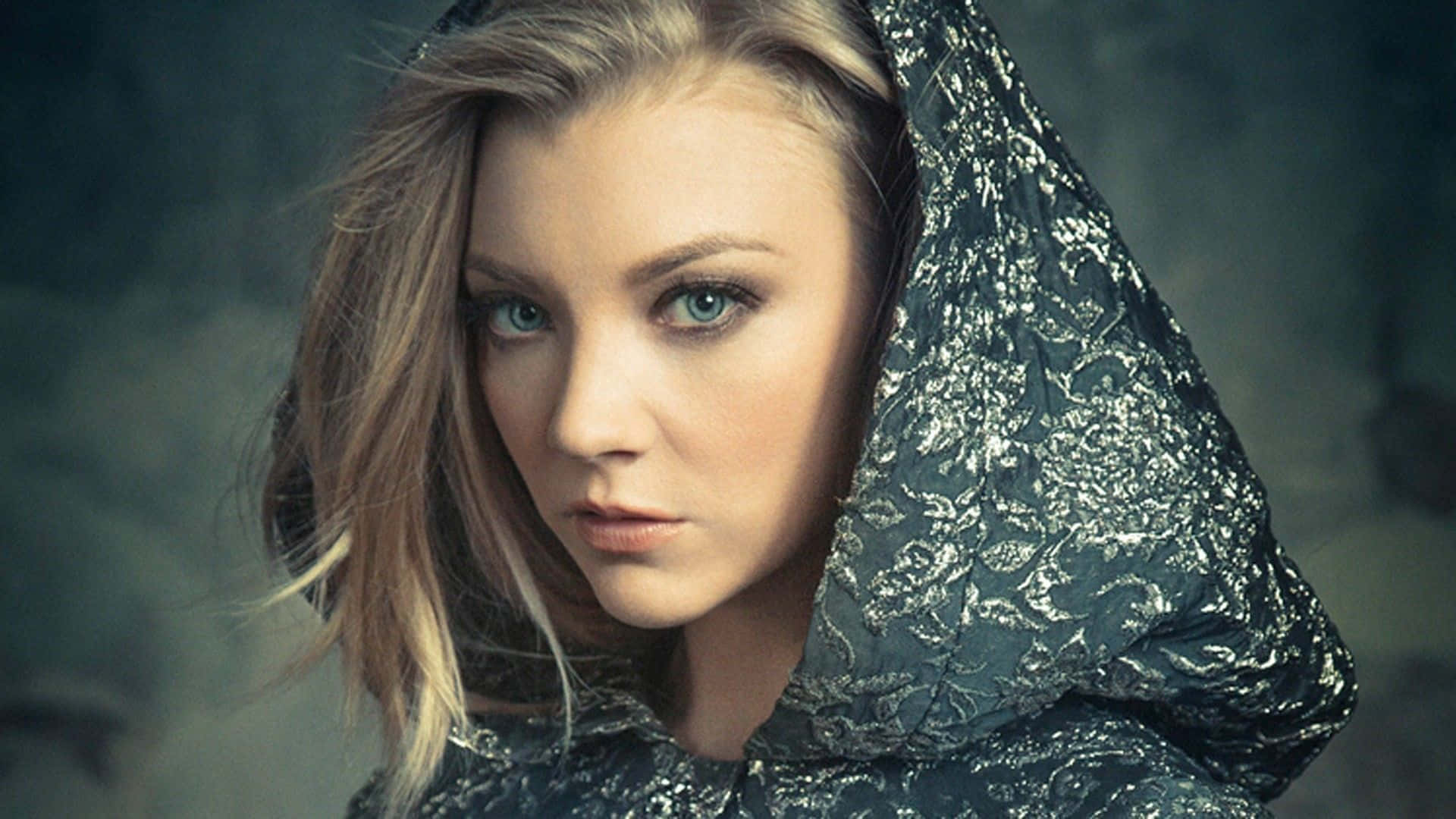 Natalie Dormer, black dress, blue eyes, Full HD Desktop Wallpaper
