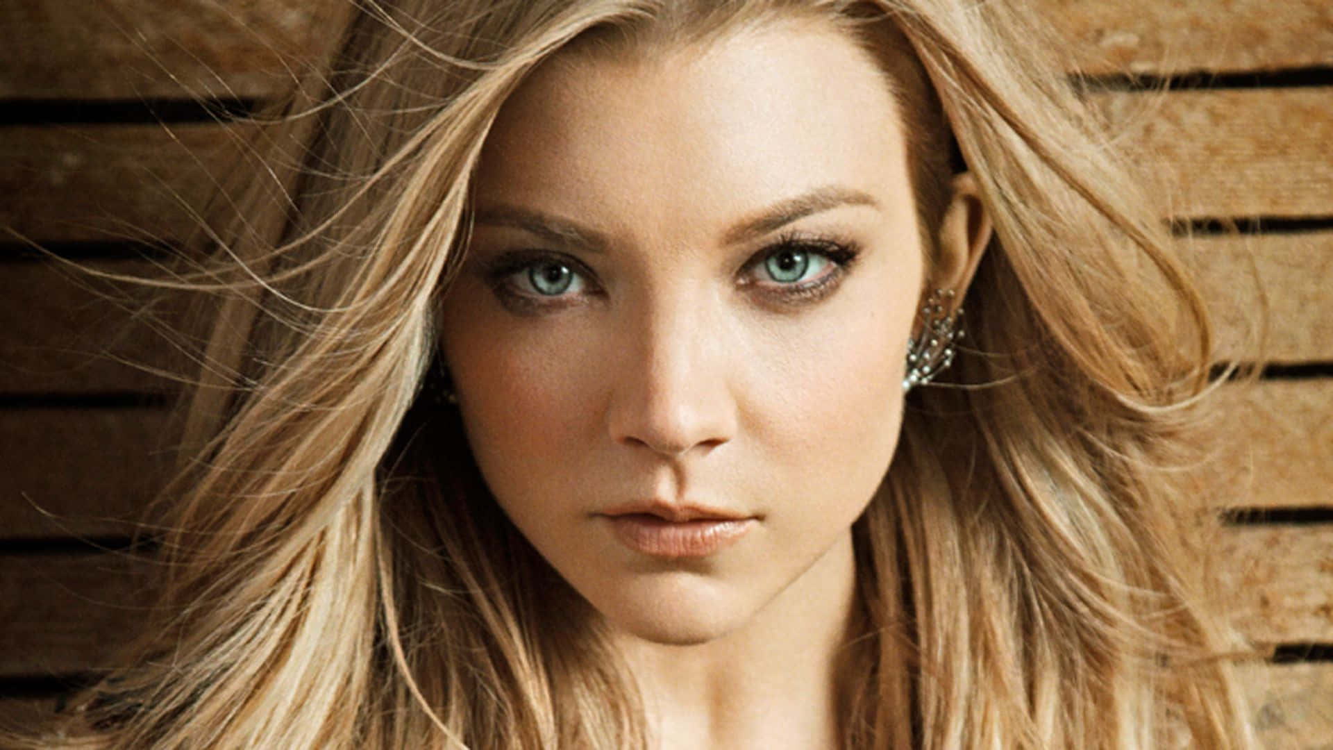 Natalie Dormer, blue eyes, flowing blonde hair, Full HD Desktop Wallpaper