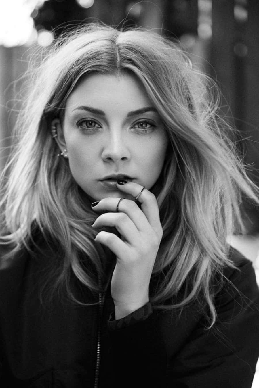 Natalie Dormer, black and white portrait, tousled hair, HD Phone Wallpaper