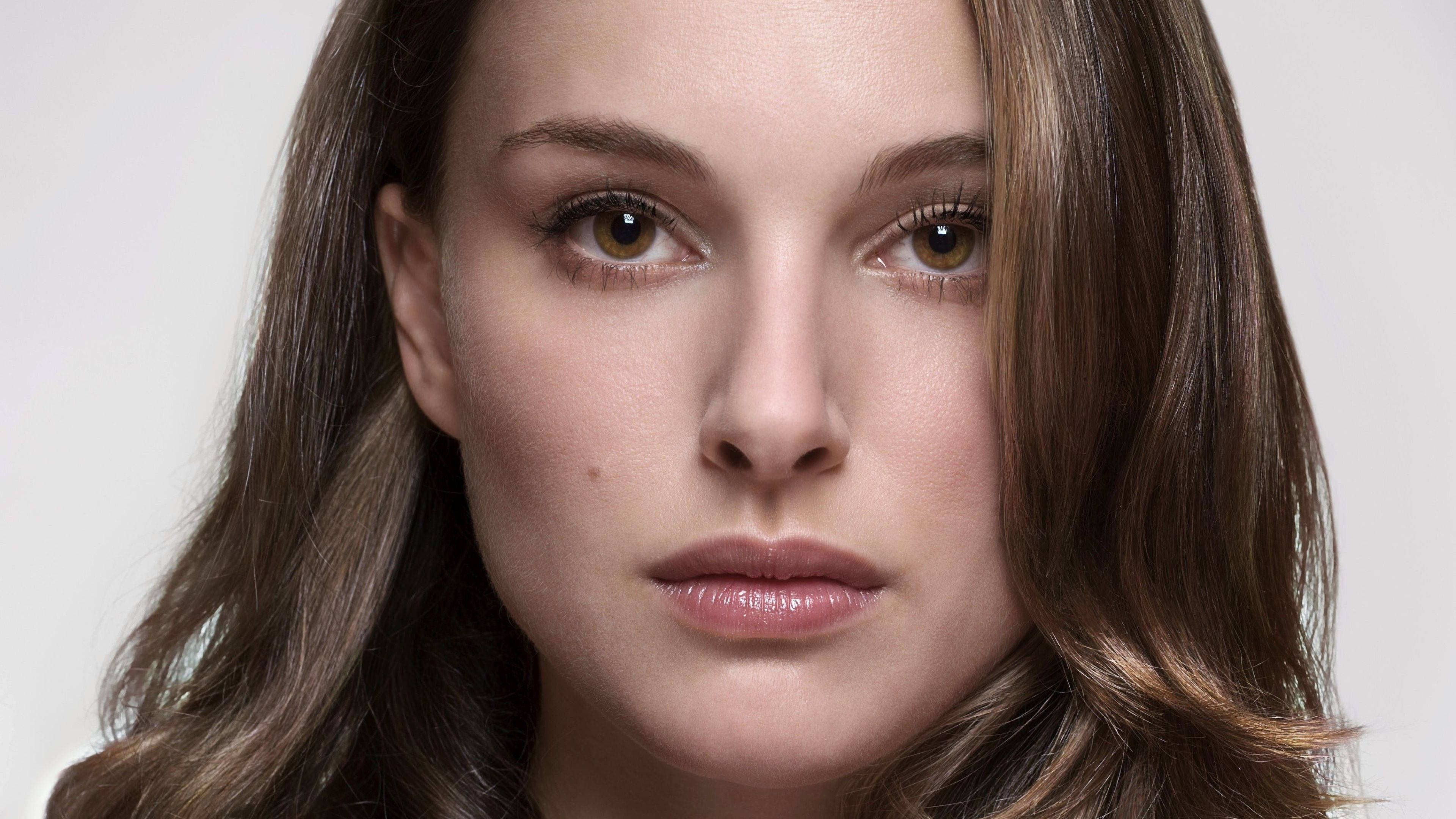 Natalie Portman, brown eyes, wavy hair, 4K Desktop Wallpaper