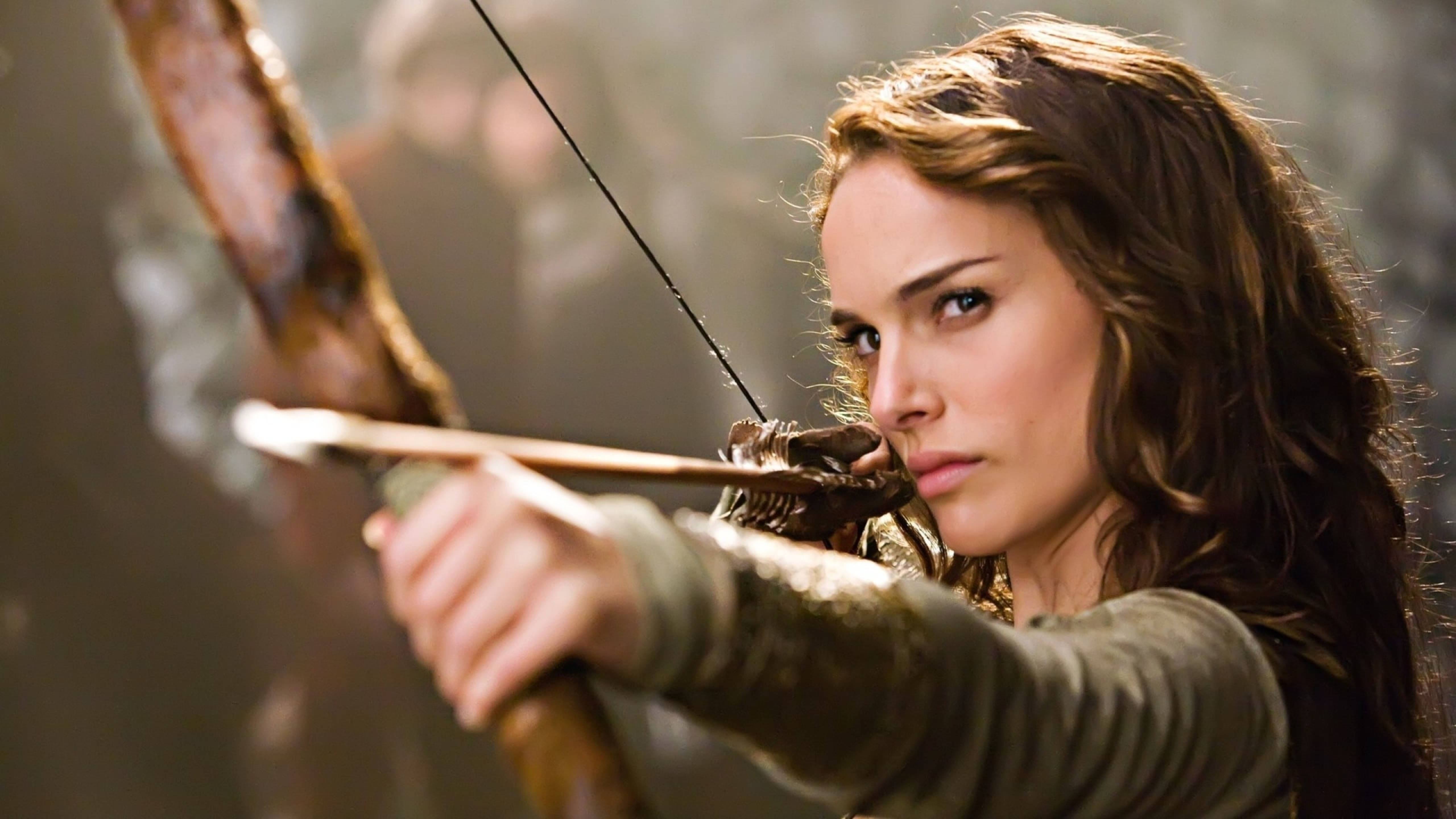 Natalie Portman, archer, long brown hair, 5K Desktop Wallpaper