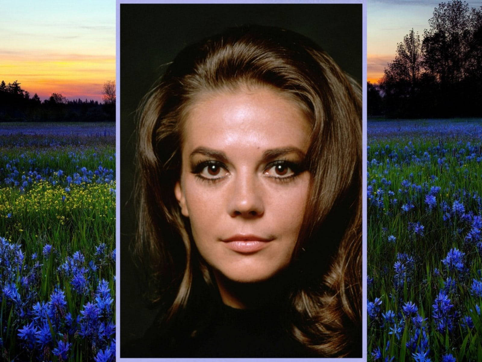 Natalie Wood, vintage portrait, twilight meadows, HD Desktop Wallpaper
