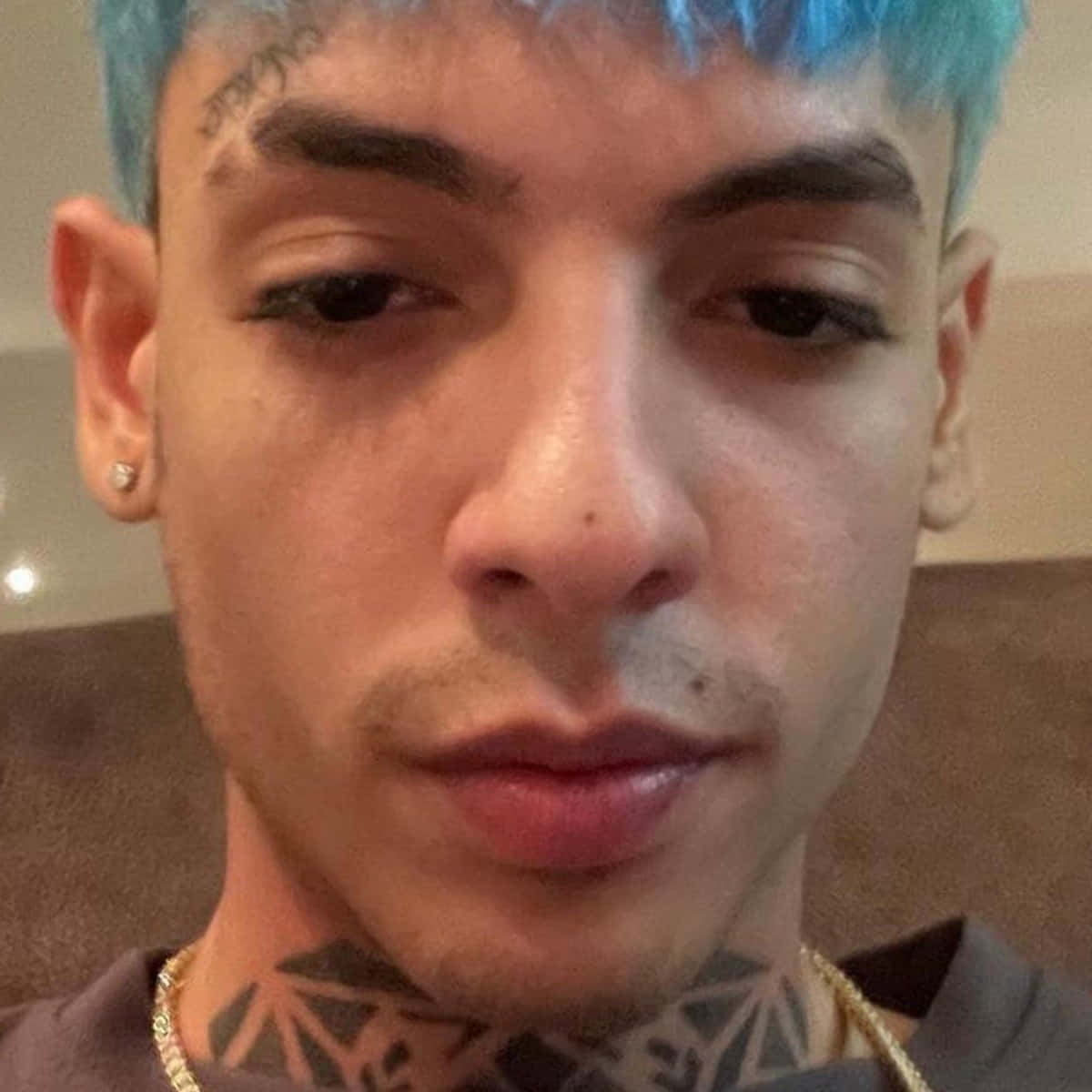 Natanael Cano, bright blue hair, neck tattoos, SD Desktop Wallpaper
