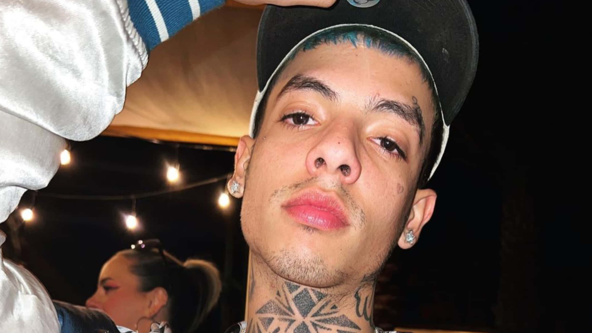 Natanael Cano, tattooed man, black cap, Full HD Desktop Wallpaper