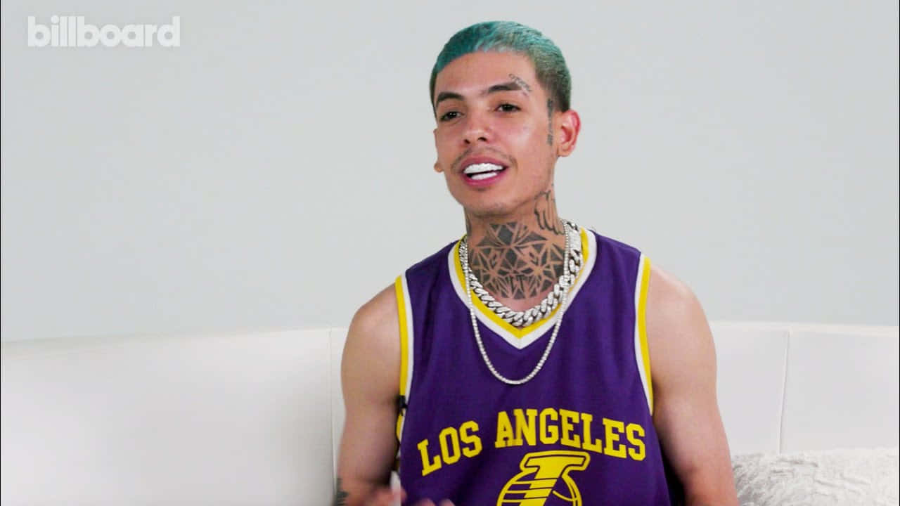 Natanael Cano, teal hair, neck tattoos, HD Desktop Wallpaper