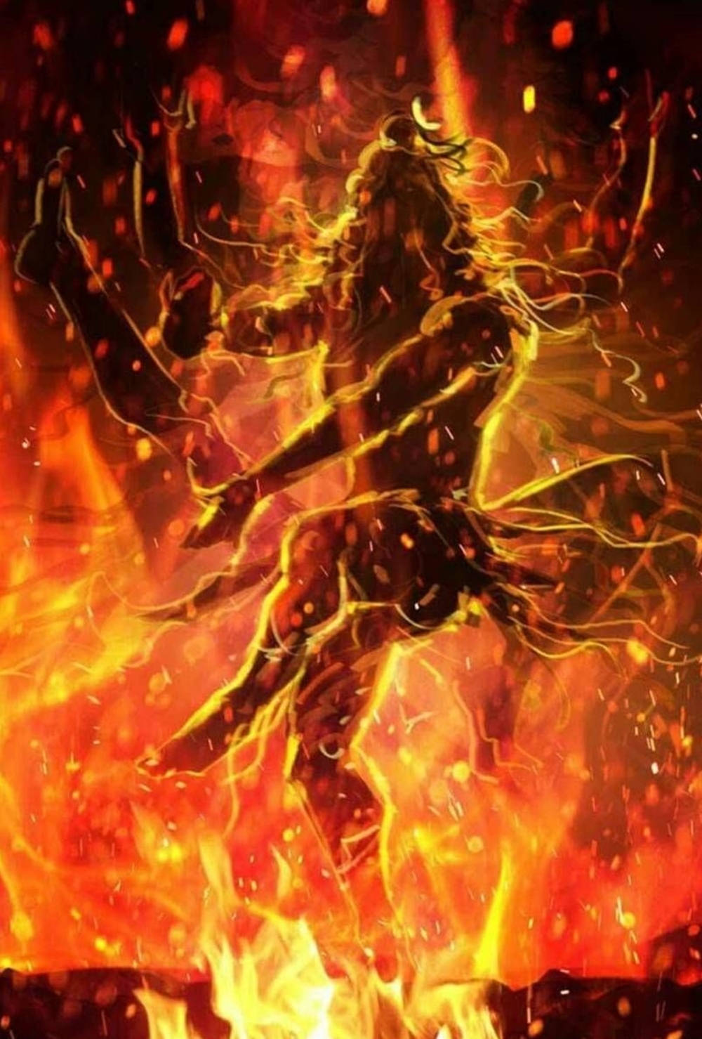 Nataraja, fiery humanoid figure, roaring flames, HD Phone Wallpaper