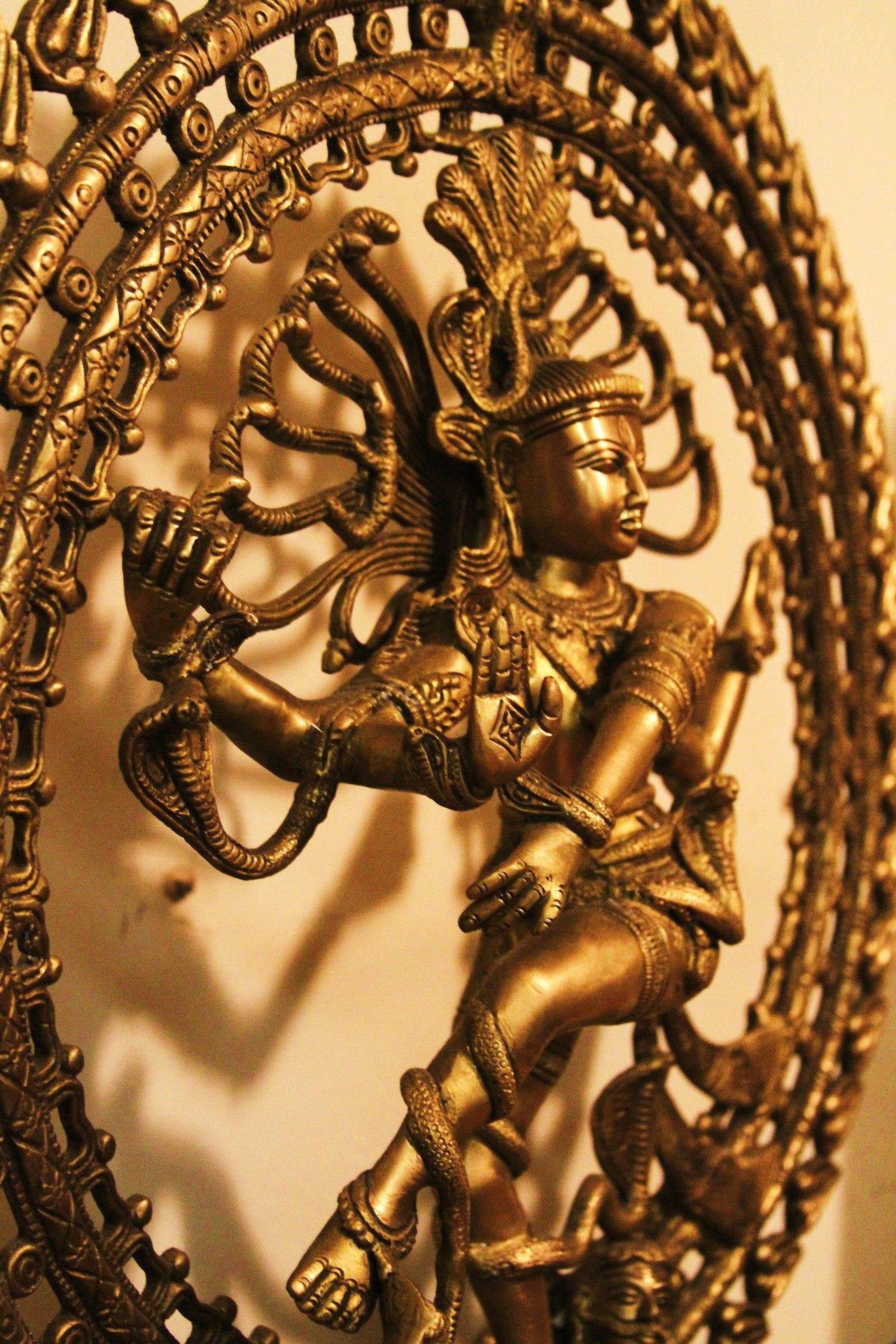 Nataraja, big bronze figurine, golden ornate statue, Full HD Phone Wallpaper