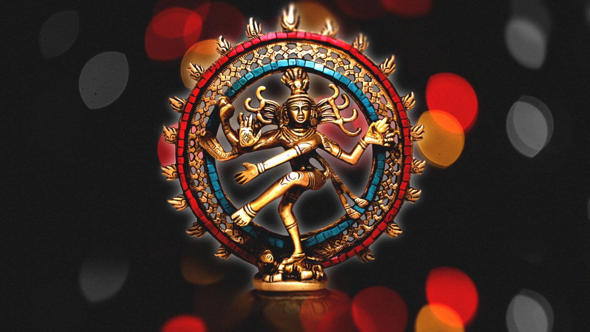 Nataraja, golden statue, circular aureole, Full HD Desktop Wallpaper