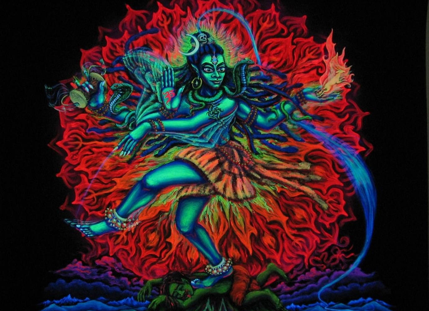 Nataraja, red flames, black background, HD Desktop Wallpaper