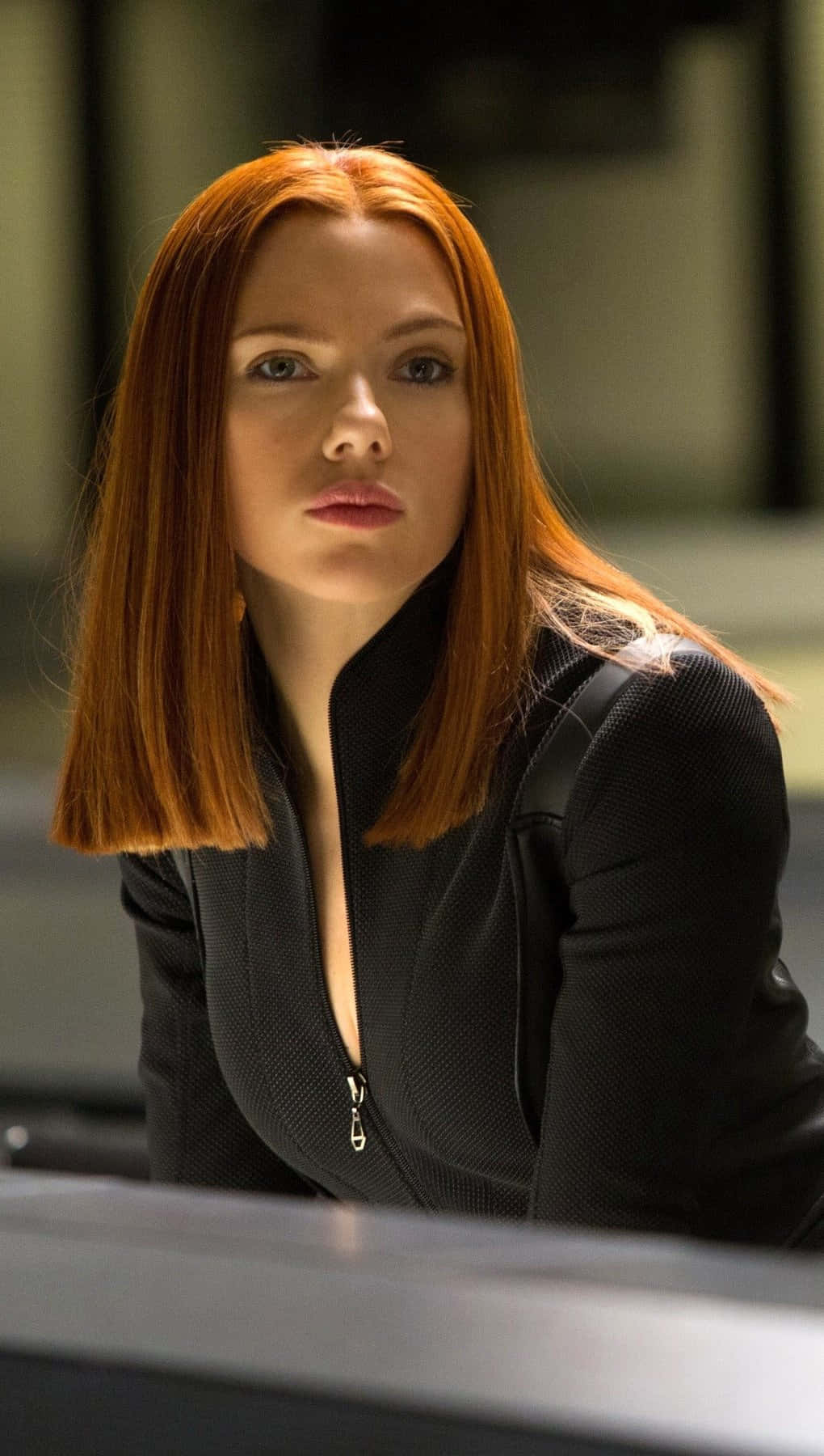 Natasha Romanoff, fiery red hair, sleek black tactical jacket, HD Phone Wallpaper