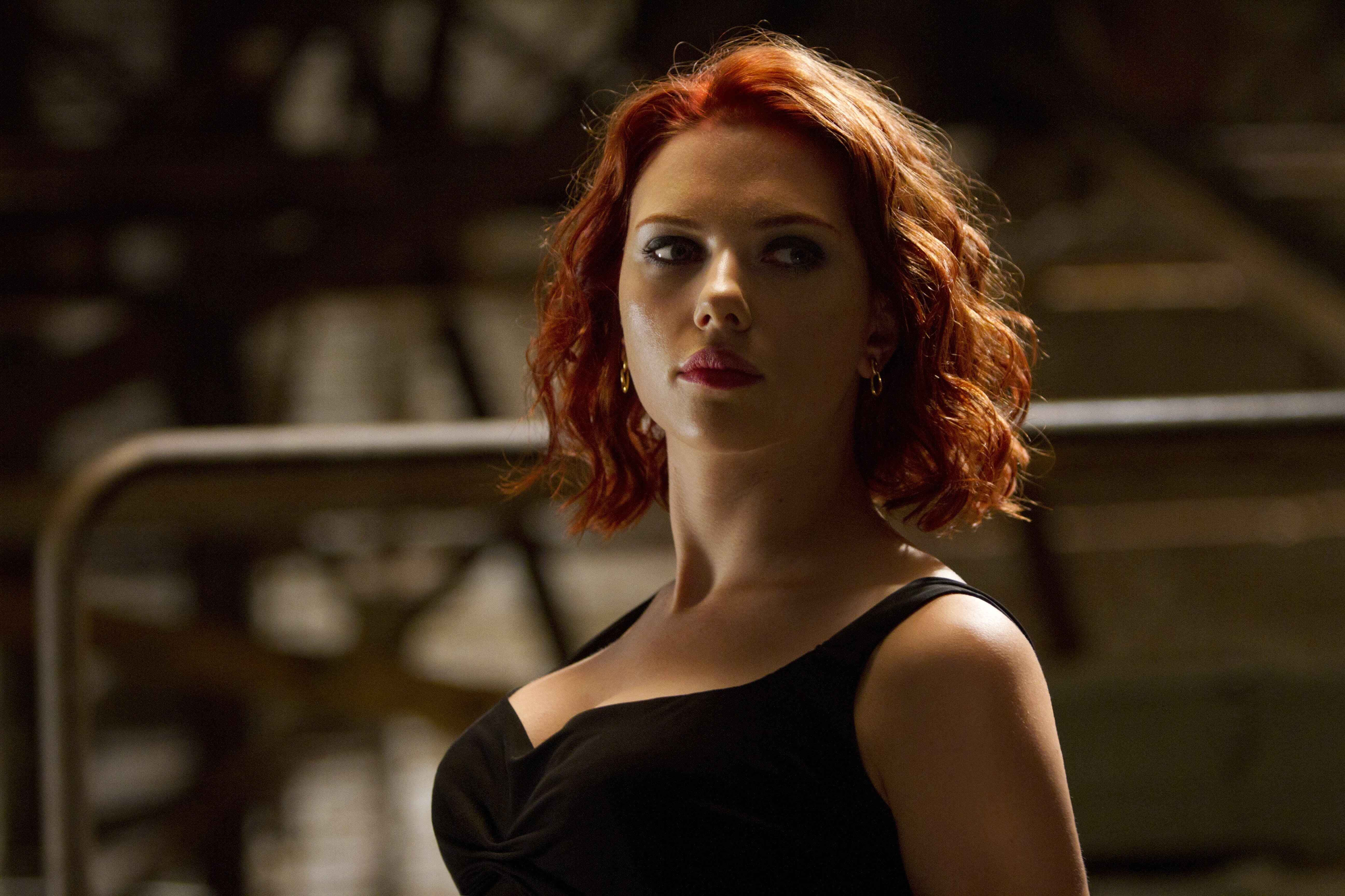 Natasha Romanoff, firey red hair, intense gaze, 5K Desktop Wallpaper