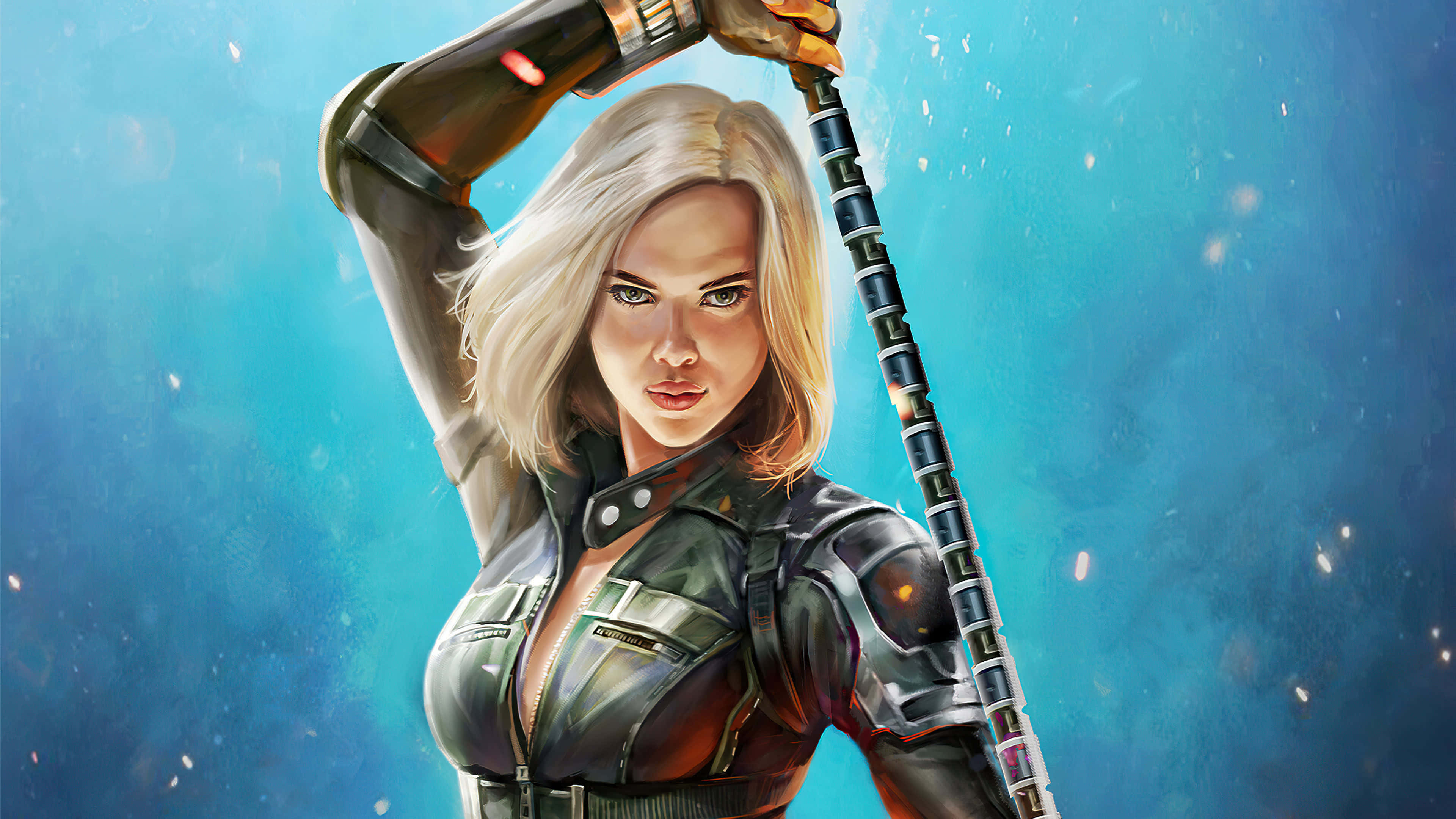 Natasha Romanoff, blonde woman, tactical gear, 4K Desktop Wallpaper