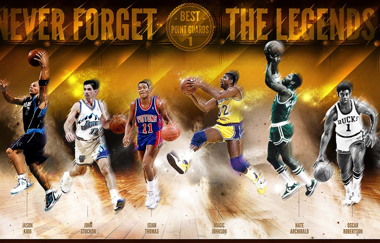 Nate Archibald, NBA point guards, golden spotlighted court, HD Desktop Wallpaper