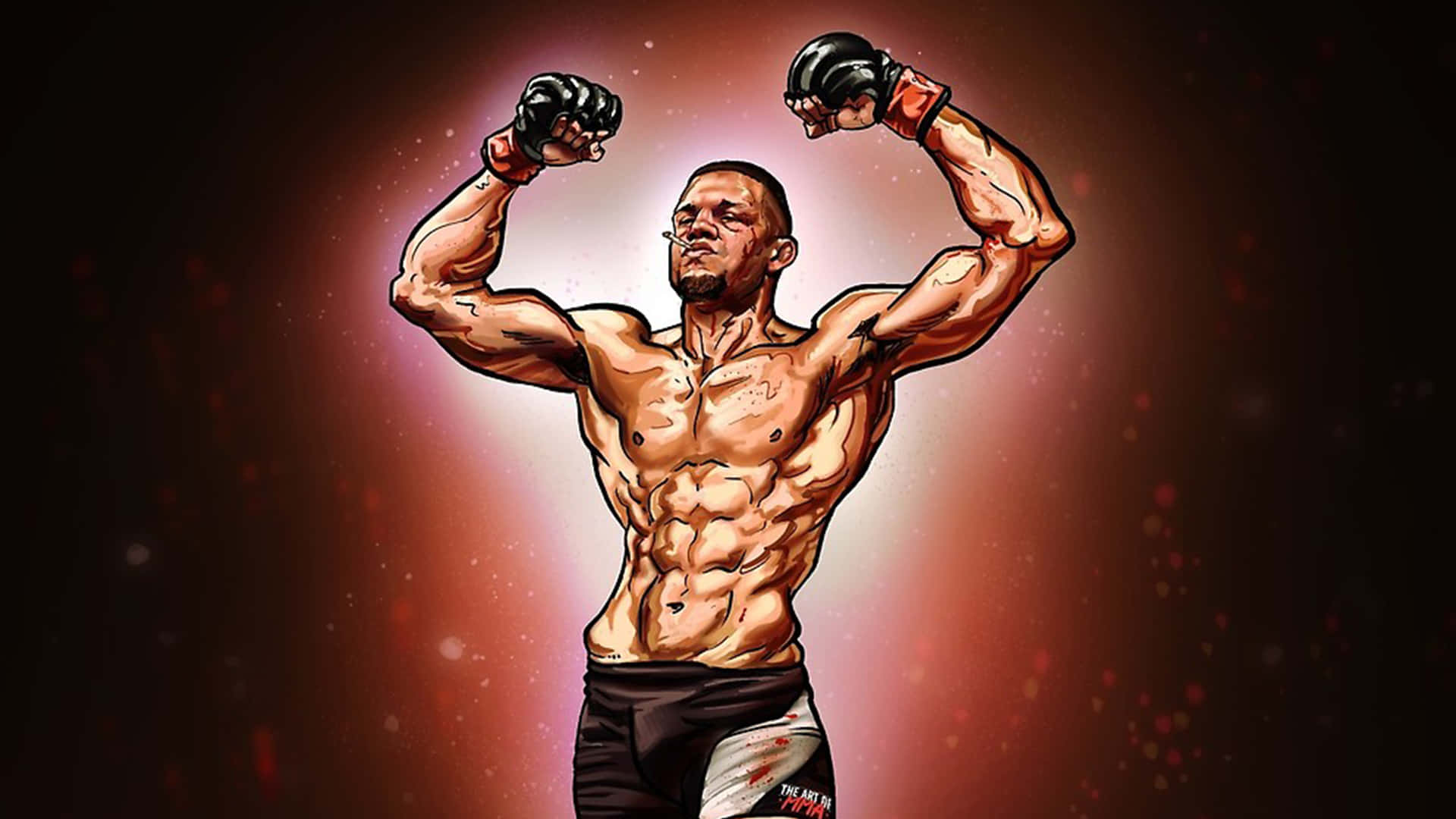 Nate Diaz, black gloves, shorts, Full HD Desktop Wallpaper
