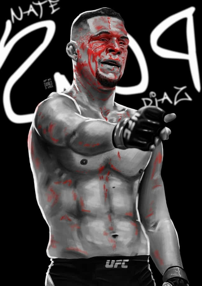 Nate Diaz, digital art, blood, SD Phone Wallpaper