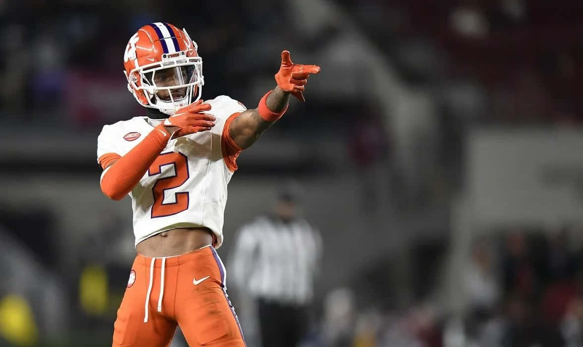 Clemson football player, white and orange uniform, number 2, SD Desktop Wallpaper