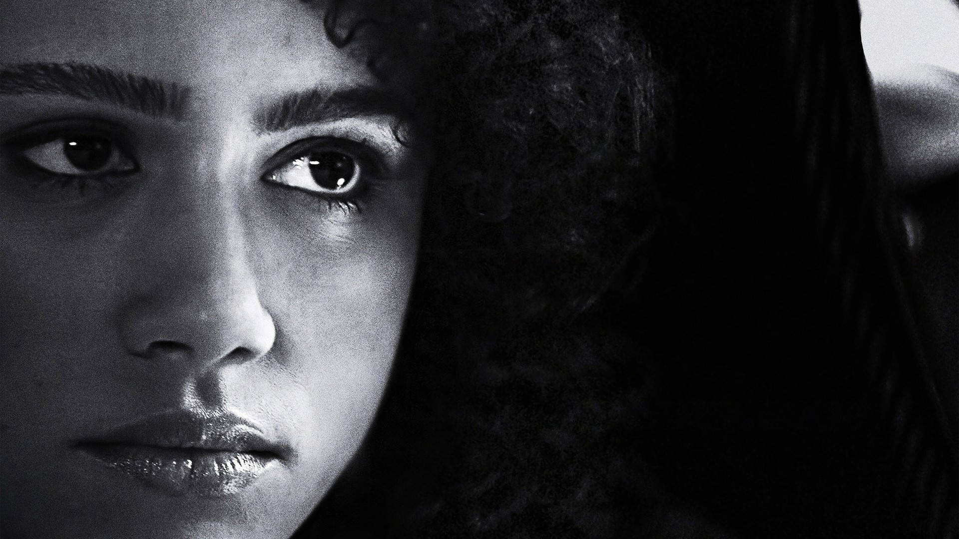 Nathalie Emmanuel, black and white, close-up, Full HD Desktop Wallpaper