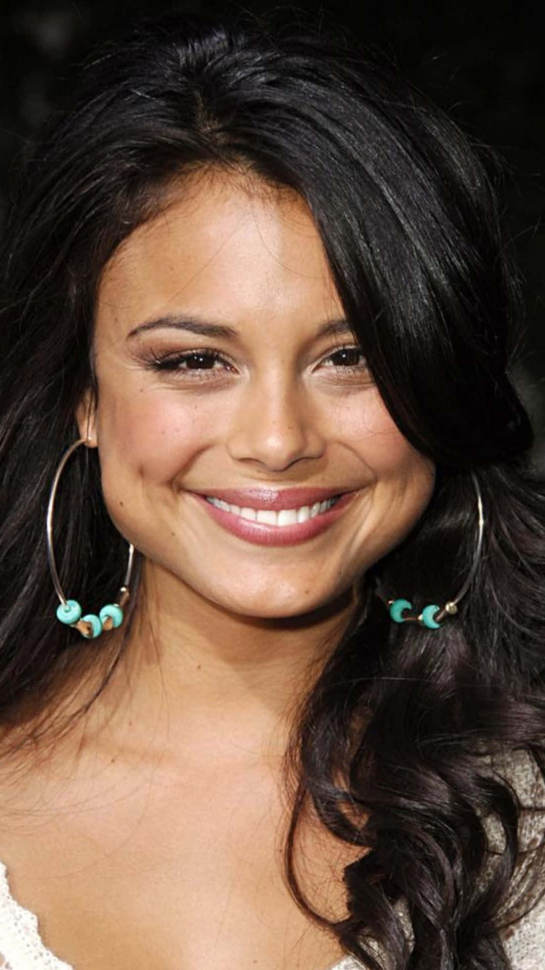 Nathalie Kelley, smiling portrait, dark wavy hair, Full HD Phone Wallpaper