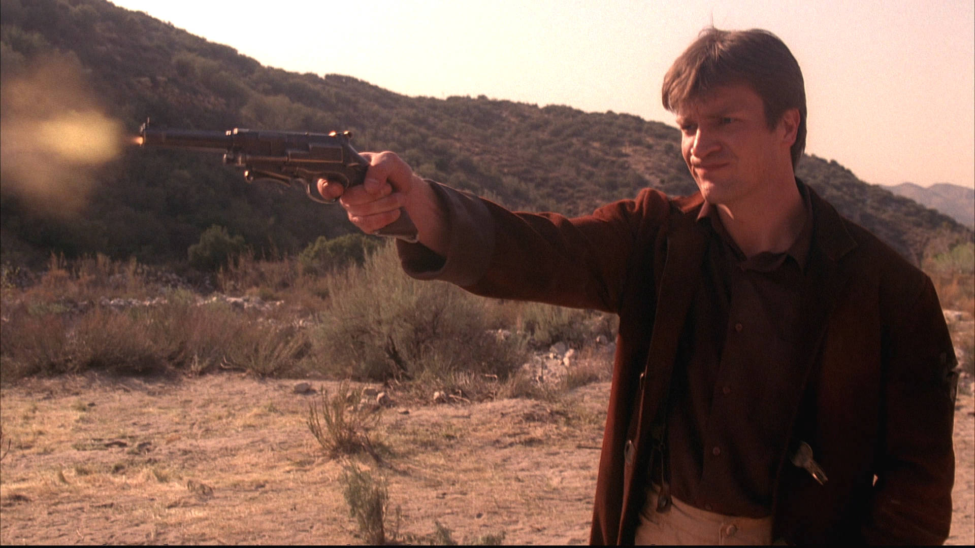 Nathan Fillion, revolver, brown coat, Full HD Desktop Wallpaper