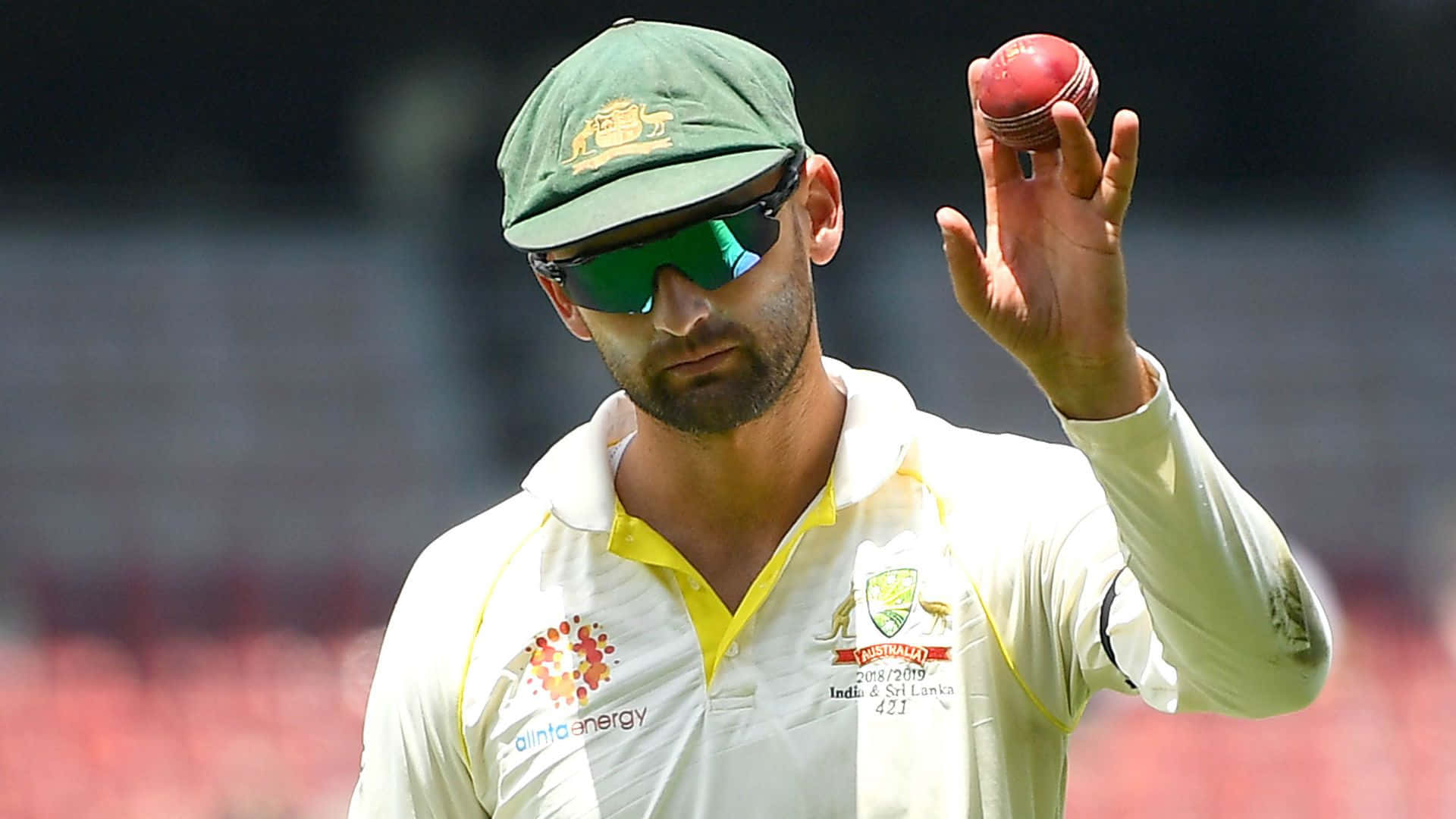 Nathan Lyon, green cap, sunglasses, Full HD Desktop Wallpaper