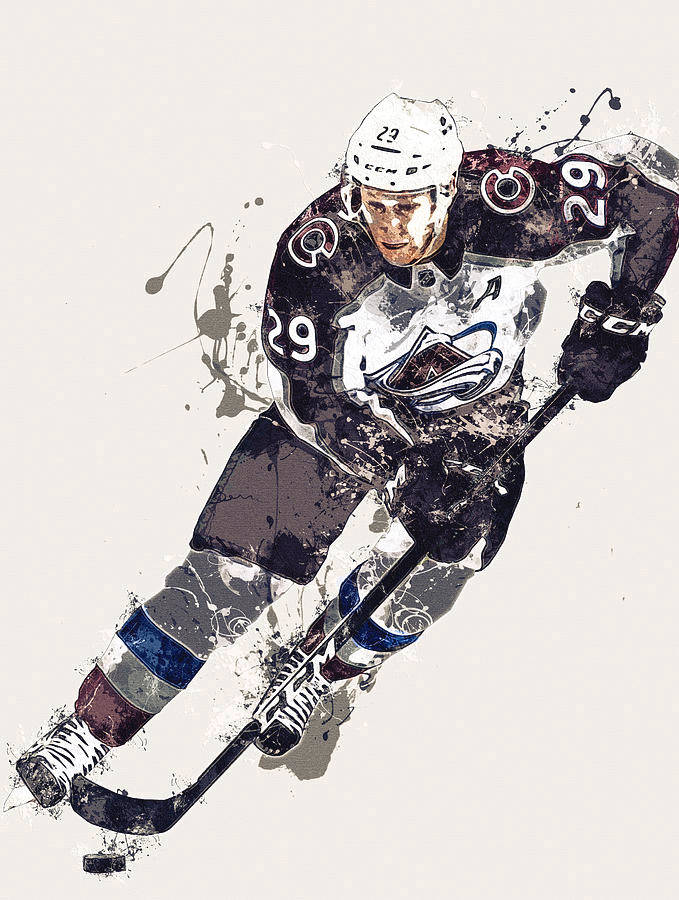 Nathan Mackinnon, number 29, watercolor-style, SD Phone Wallpaper