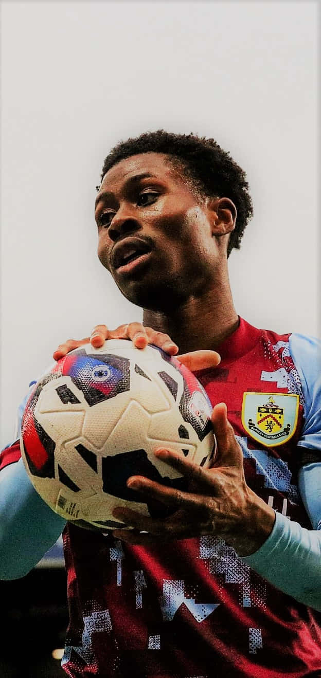 Nathan Tella, red and blue jersey, white soccer ball, HD Phone Wallpaper