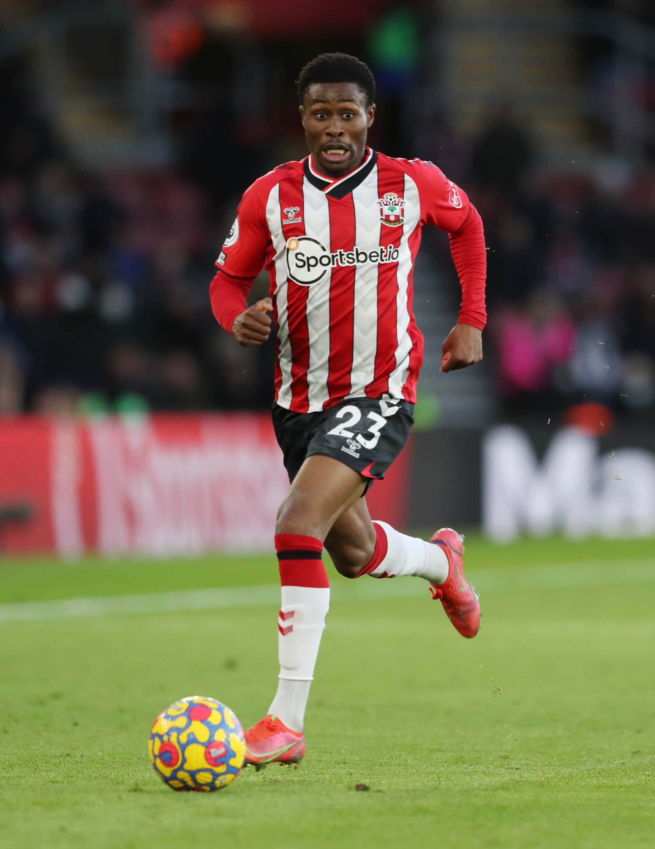 Nathan Tella, red and white stripes, colorful ball, 2K Phone Wallpaper