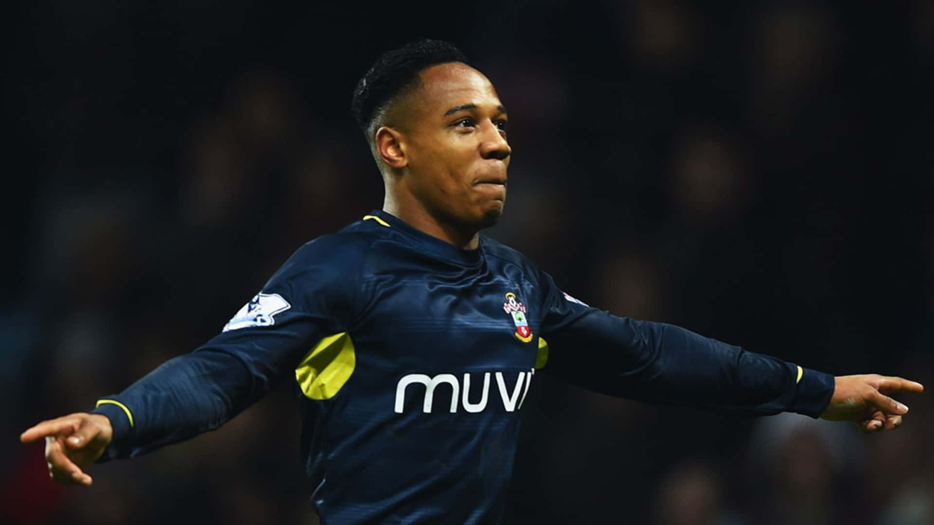 Nathaniel Clyne, navy blue jersey, yellow accents, Full HD Desktop Wallpaper
