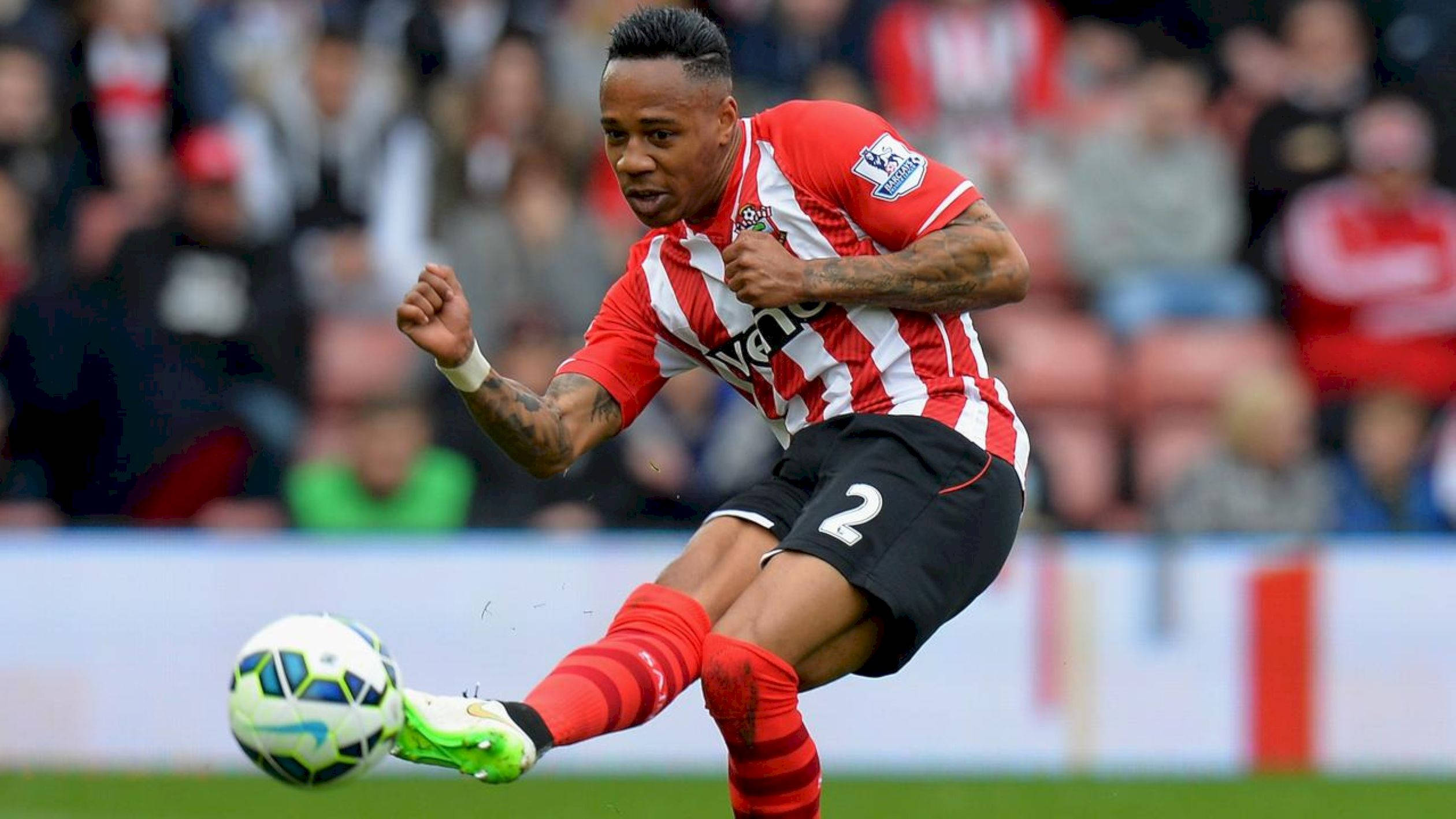 Nathaniel Clyne, red and white stripes, soccer player, Full HD Desktop Wallpaper