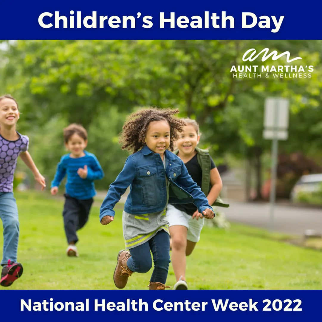 National Child Health Day, joyful children, sunlit grassy field, SD Desktop Wallpaper