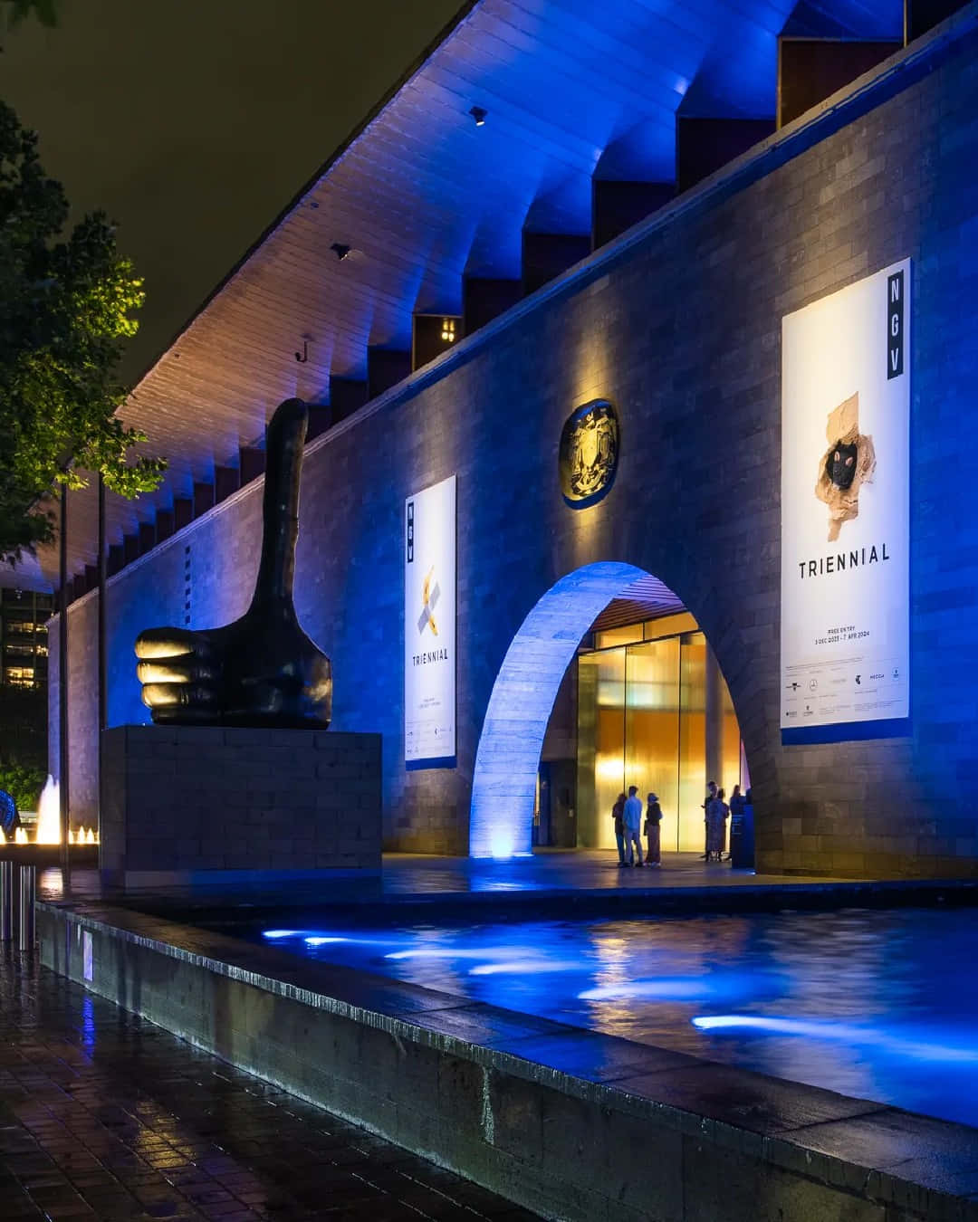 National Gallery Of Victoria, night view, blue light, HD Phone Wallpaper